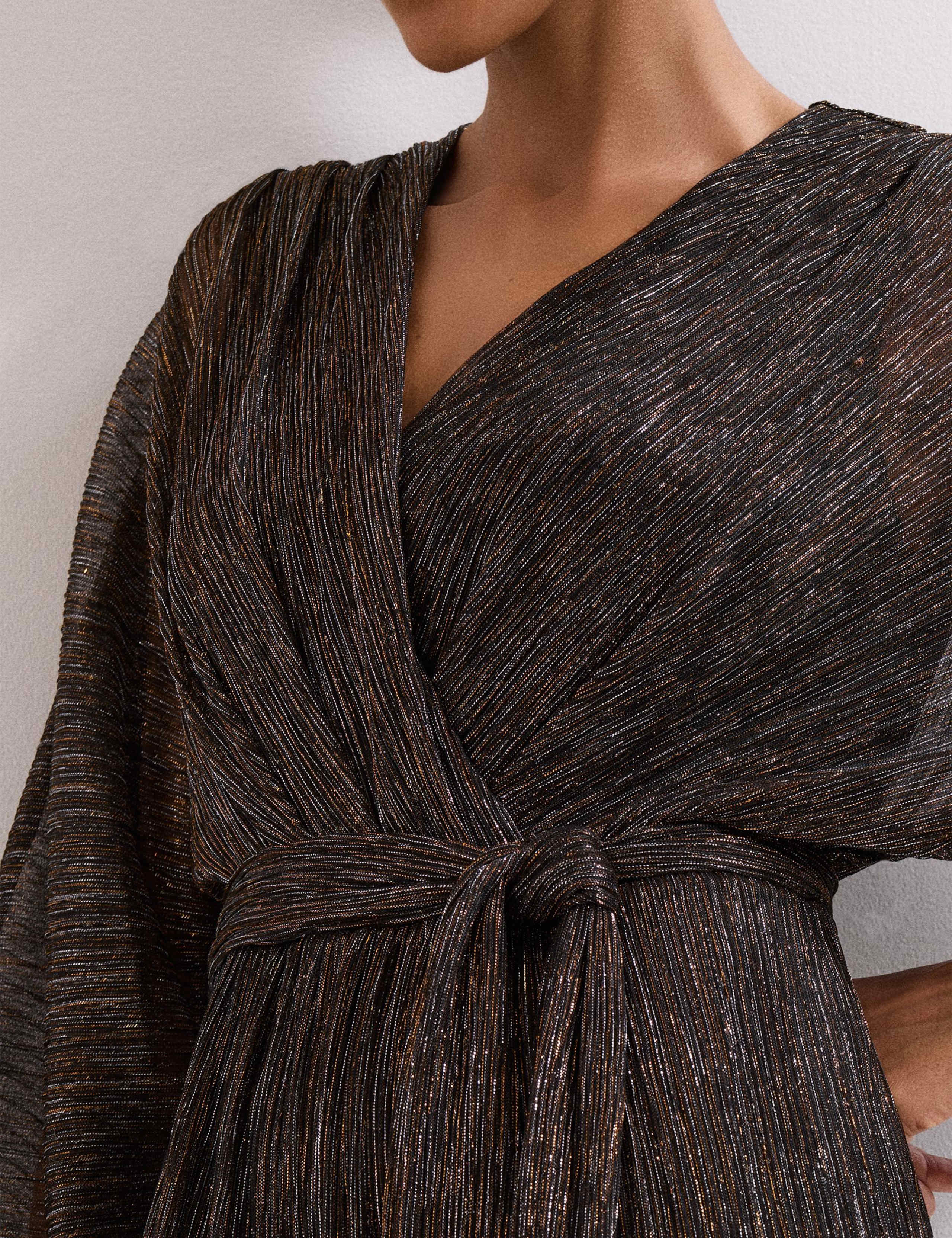 Striped Belted Long Sleeve Wrap Jumpsuit 6 of 7