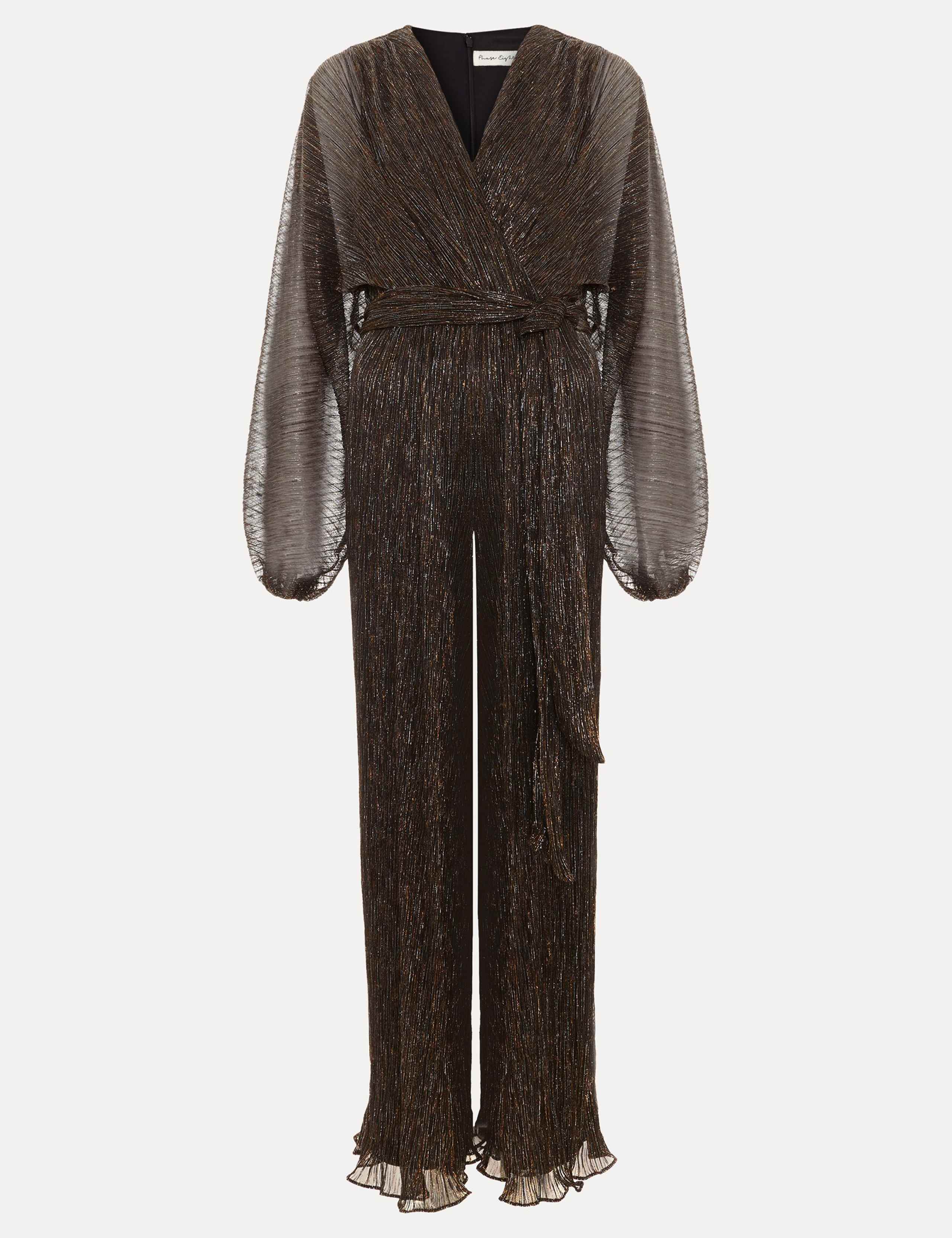 Striped Belted Long Sleeve Wrap Jumpsuit 2 of 7