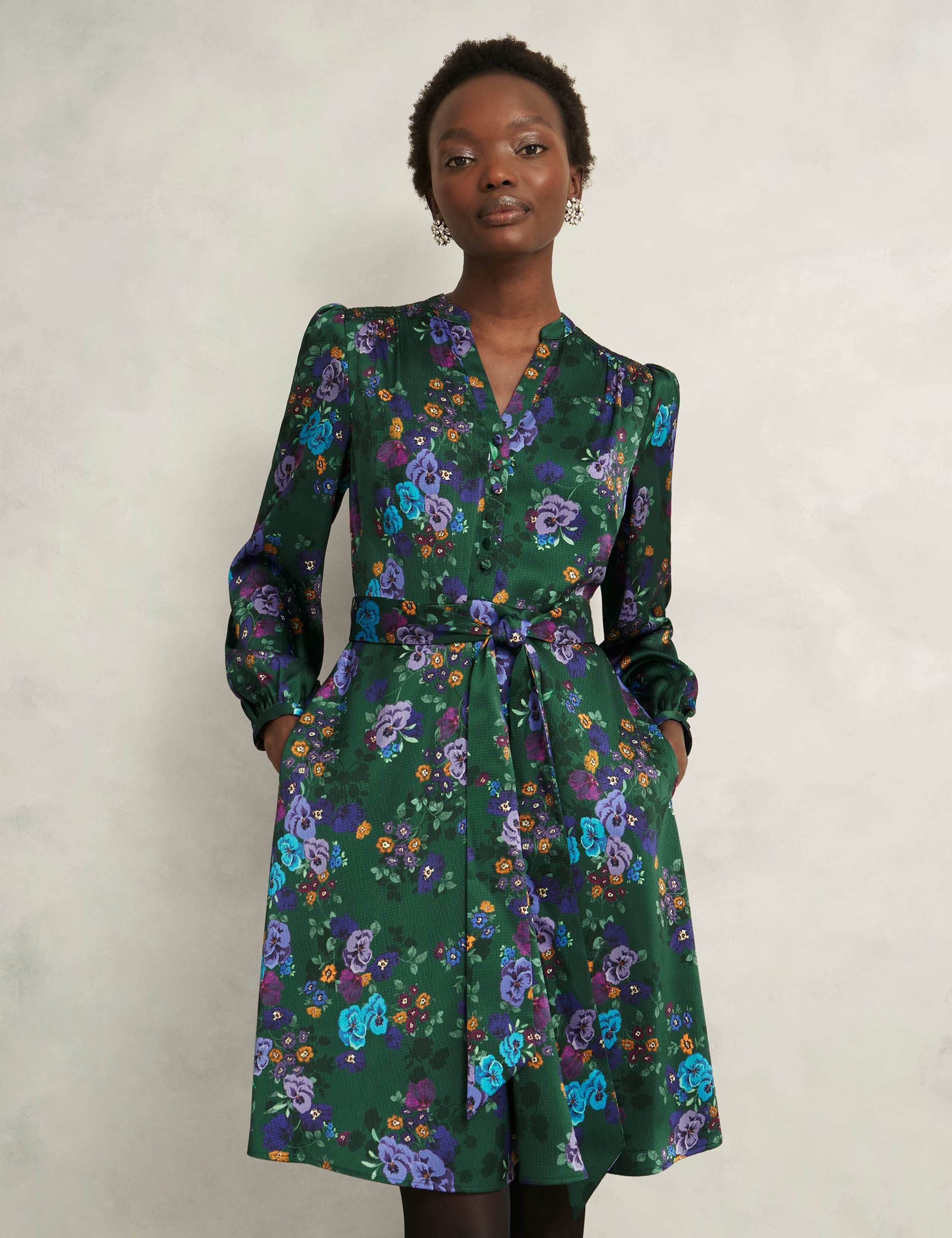 Floral Notch V-Neck Skater Dress 1 of 7