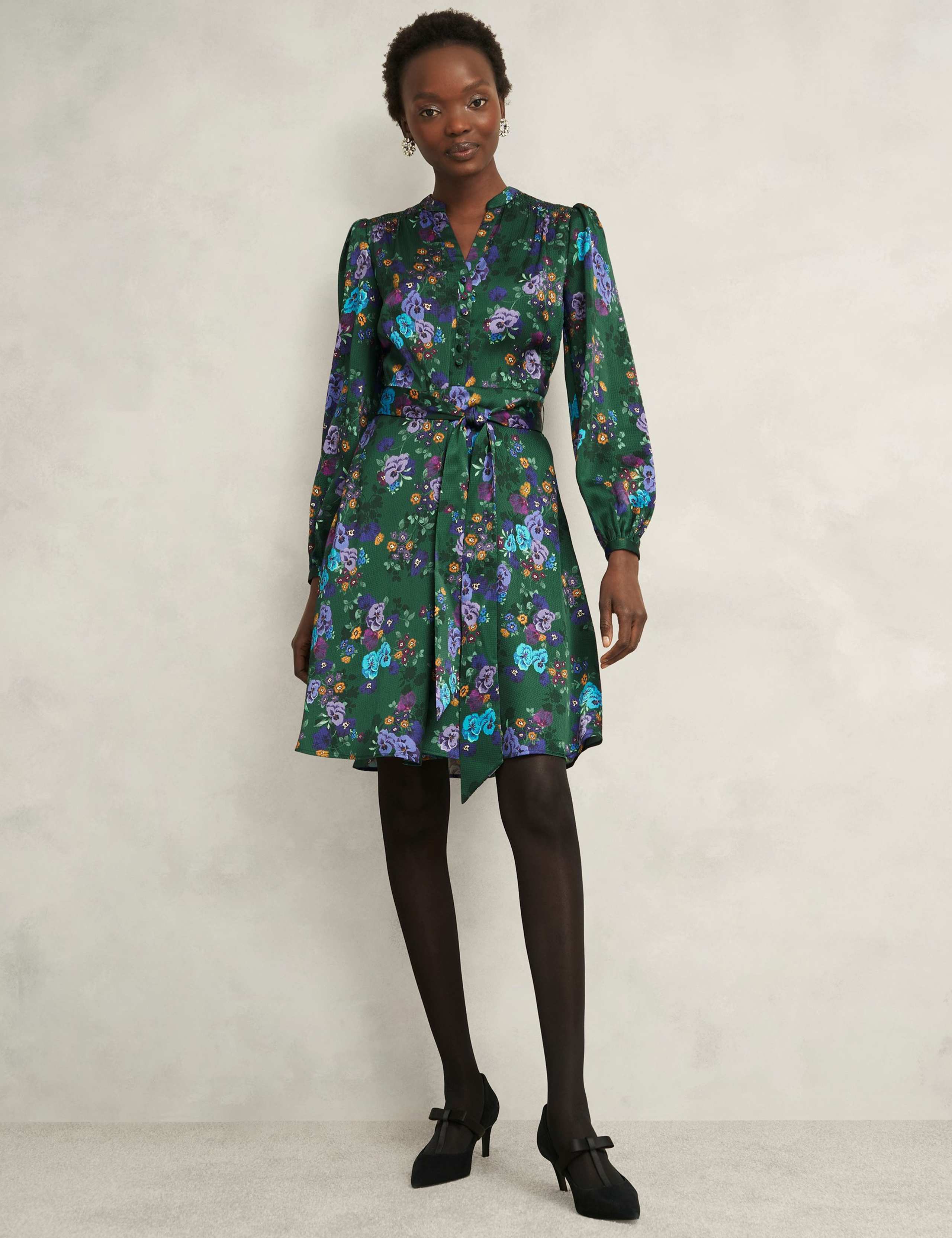 Floral Notch V-Neck Skater Dress 3 of 7
