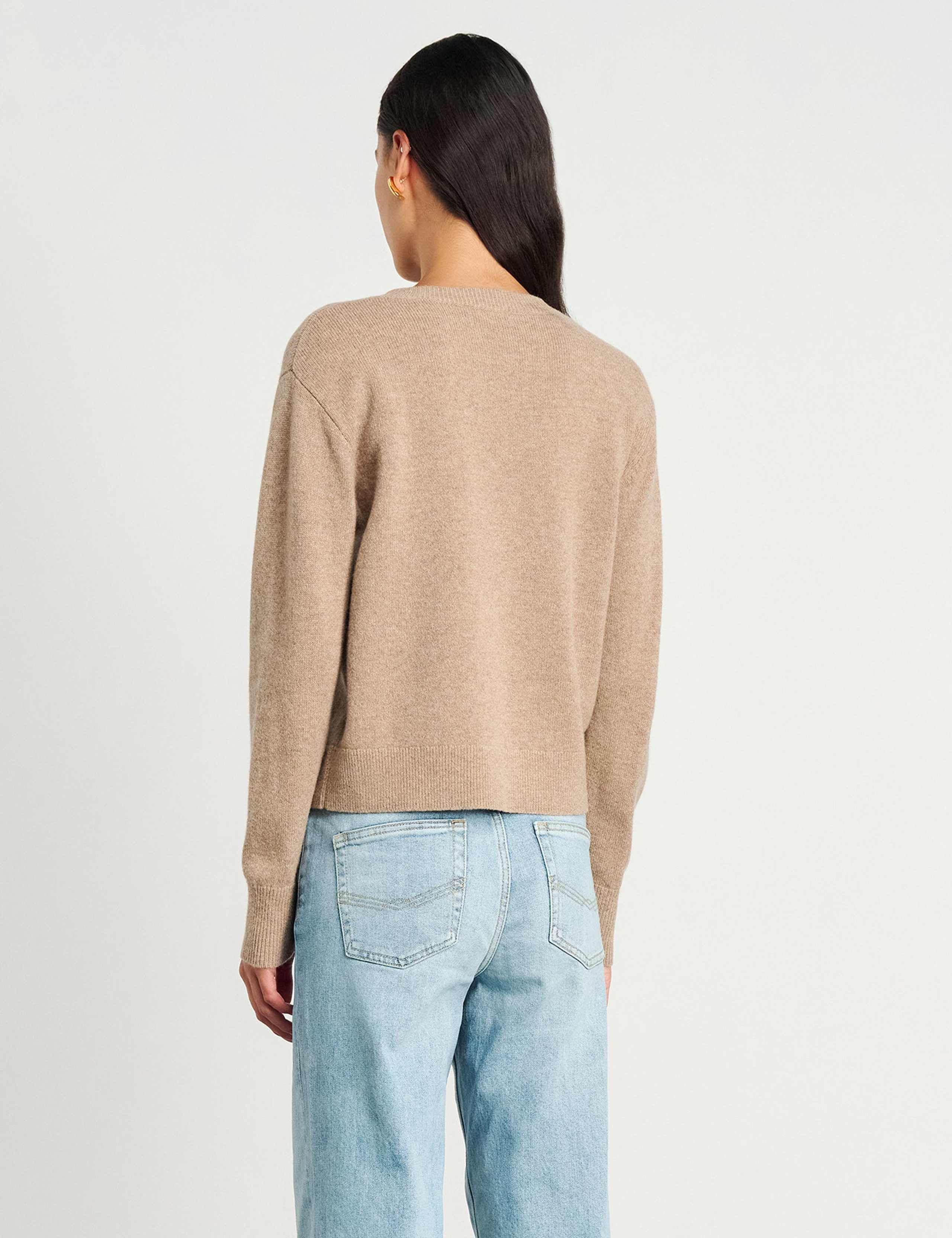 Pure Merino Wool Crew Neck Button Front Cardigan 5 of 6