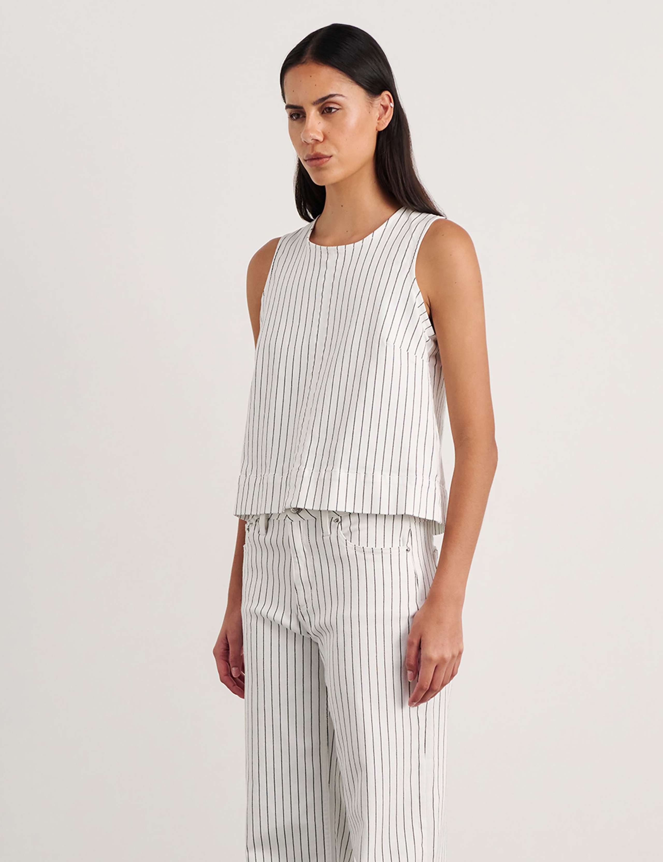 Cotton Rich Striped Button Back Vest Top 5 of 6