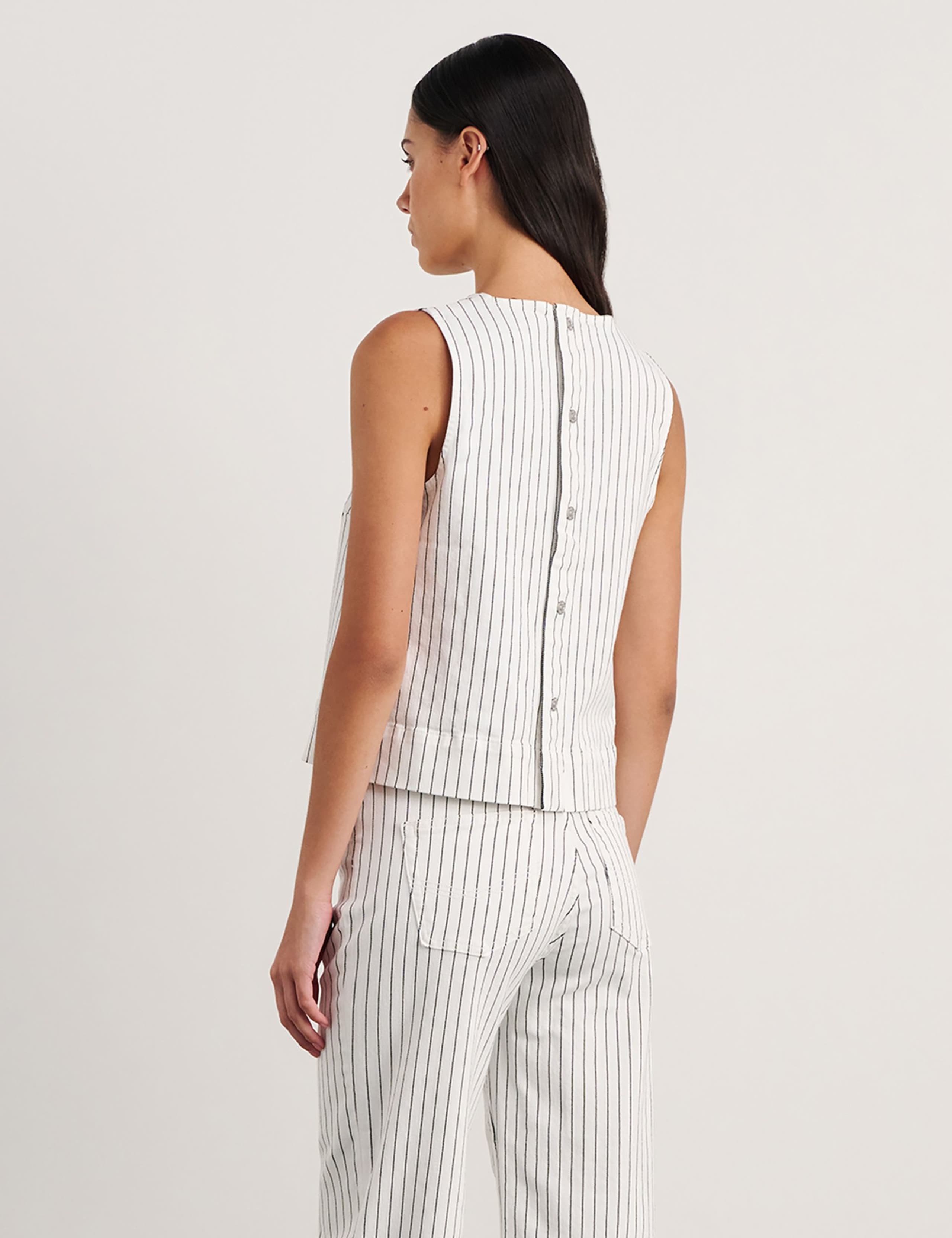 Cotton Rich Striped Button Back Vest Top 6 of 6