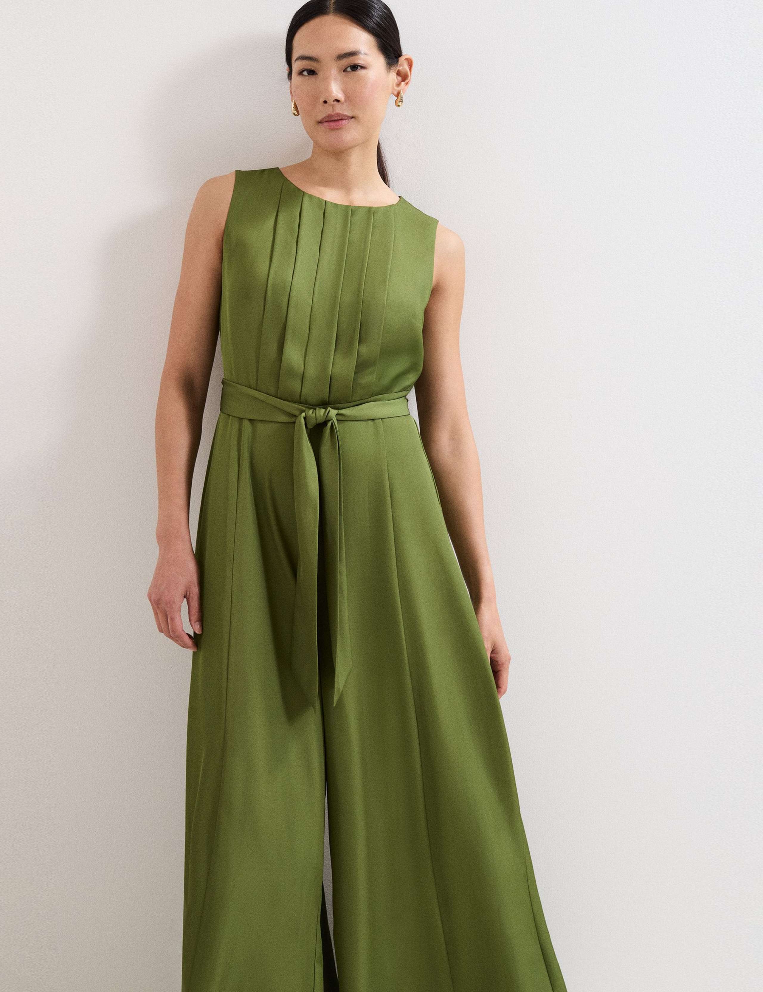 Pleated Sleeveless Wide Leg Jumpsuit 4 of 5