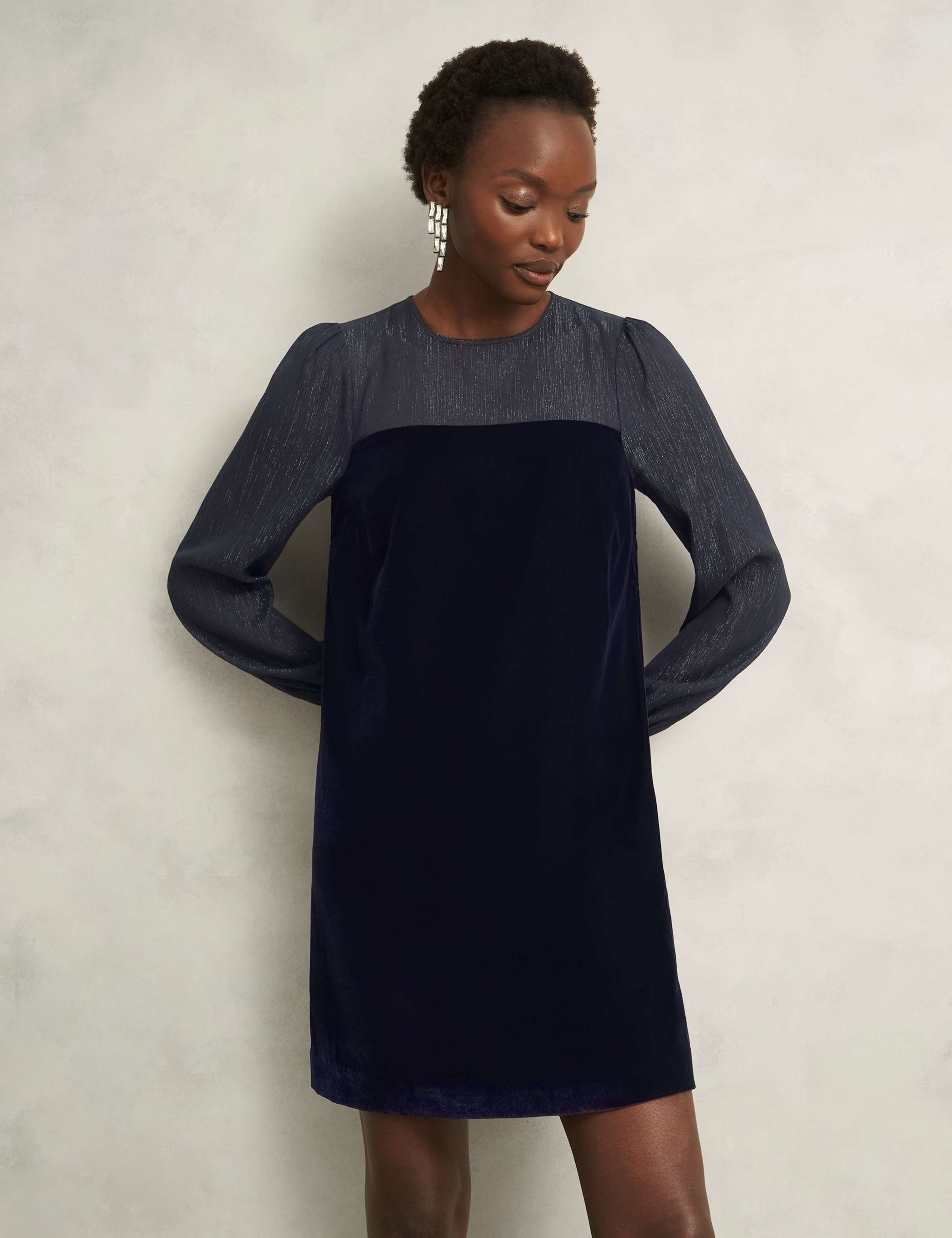 Velvet Mini Shift Dress 1 of 7