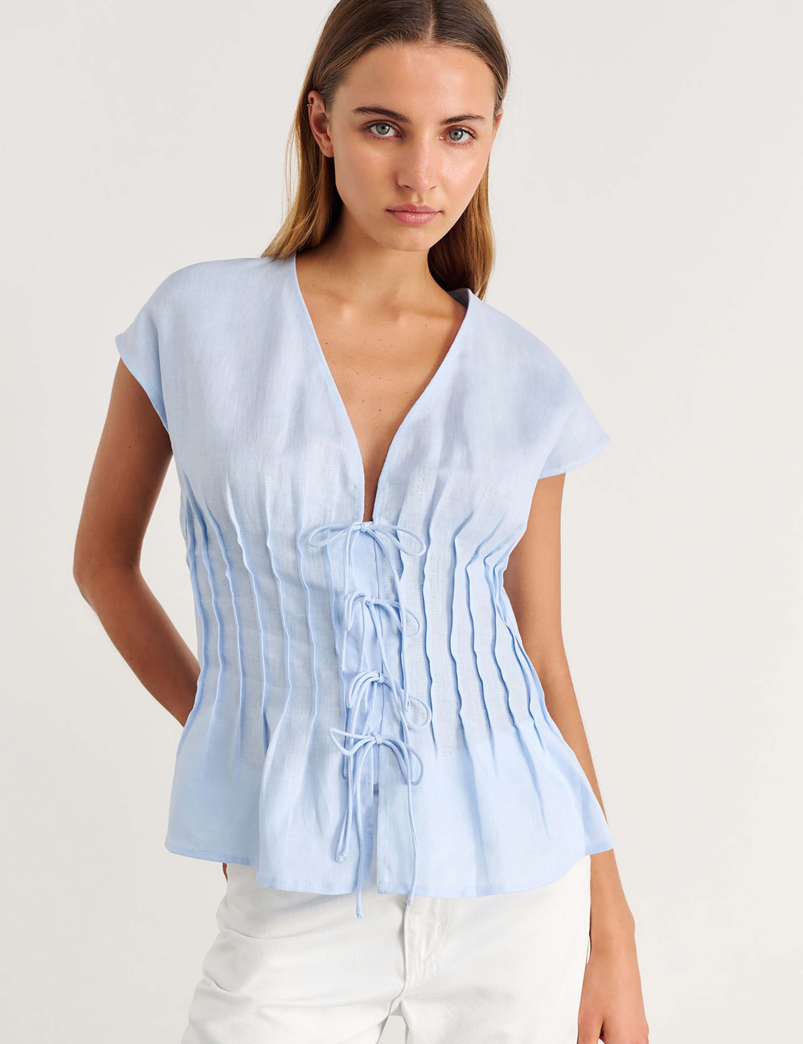 Pure Linen Pintuck Blouse 1 of 6