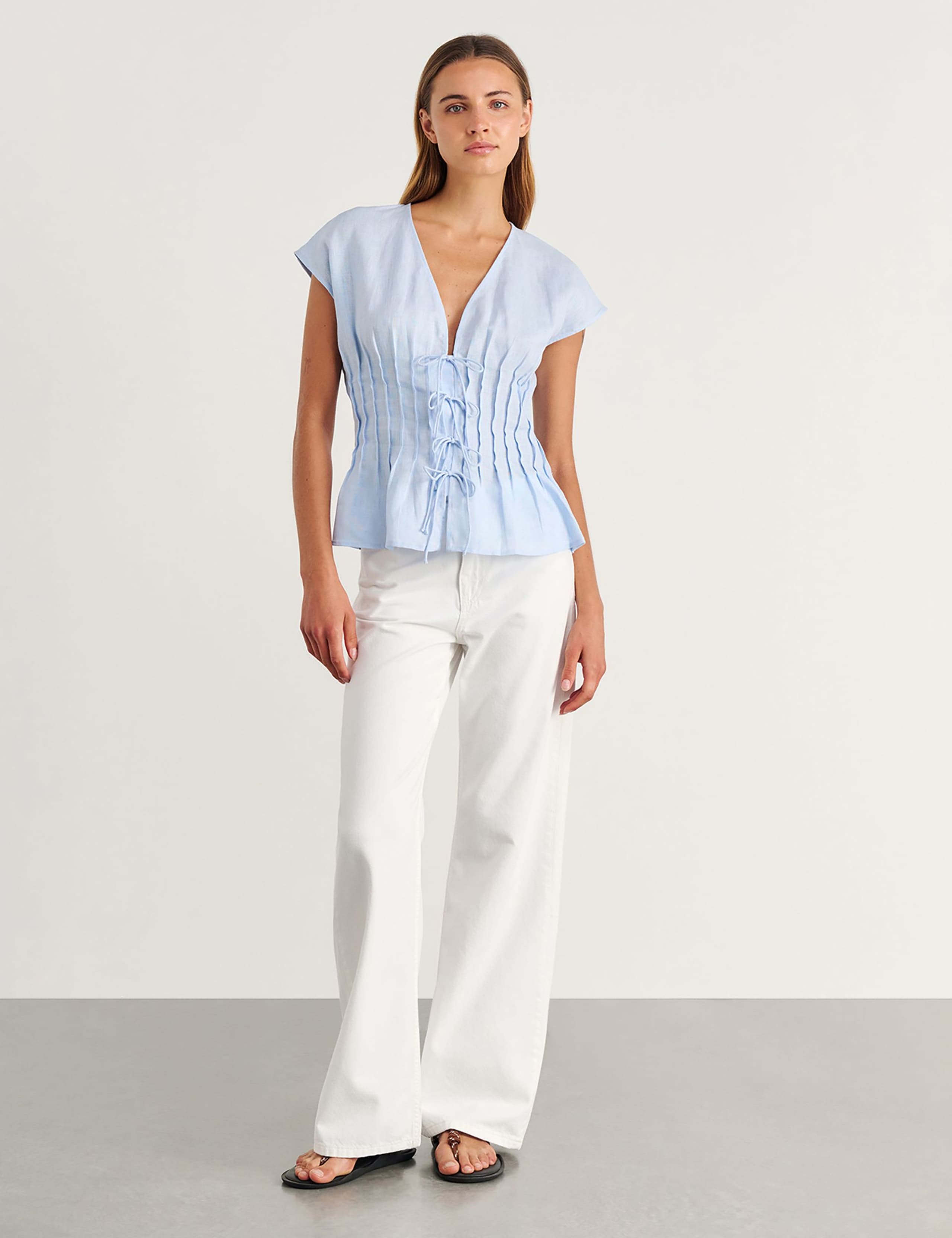 Pure Linen Pintuck Blouse 2 of 6