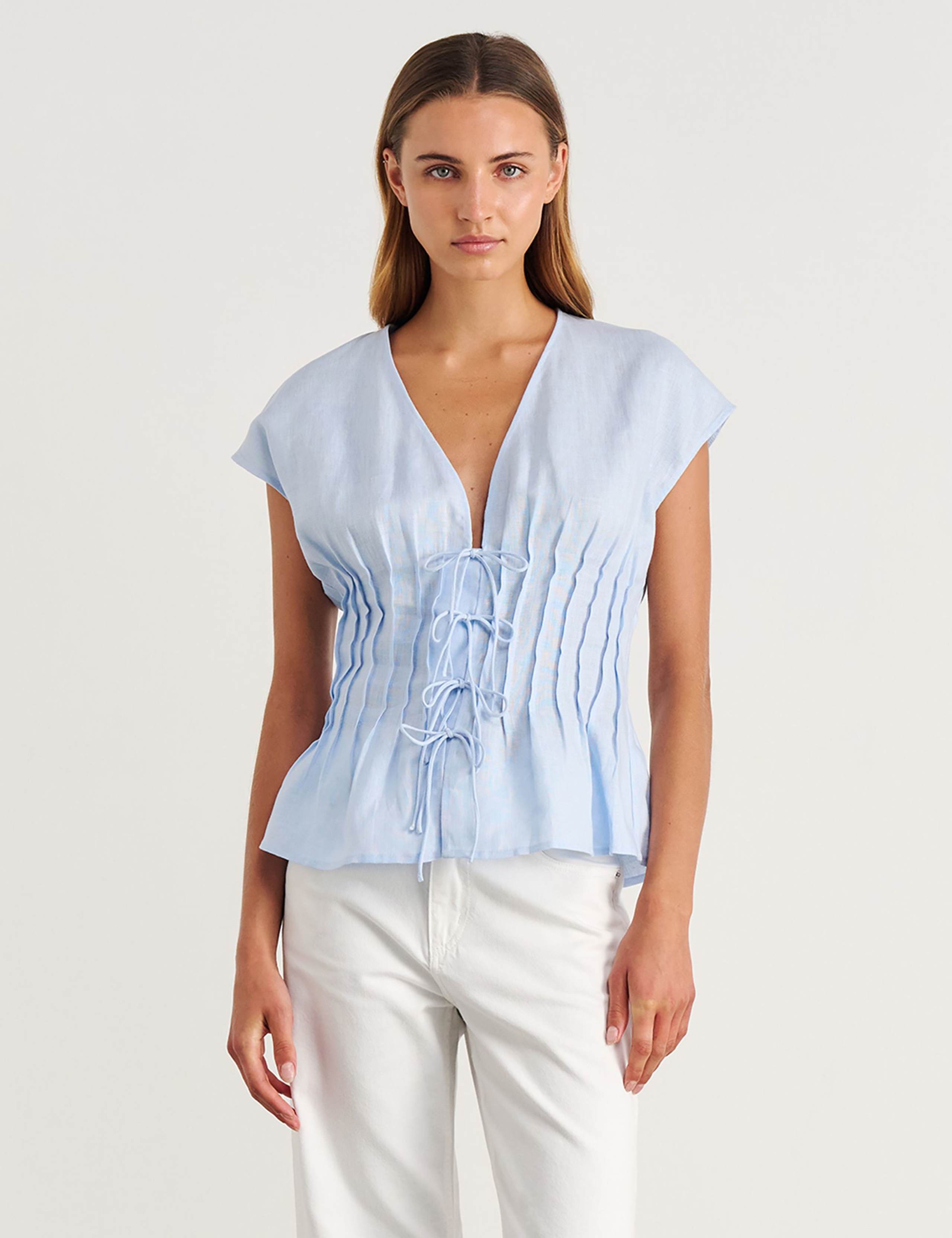 Pure Linen Pintuck Blouse 3 of 6