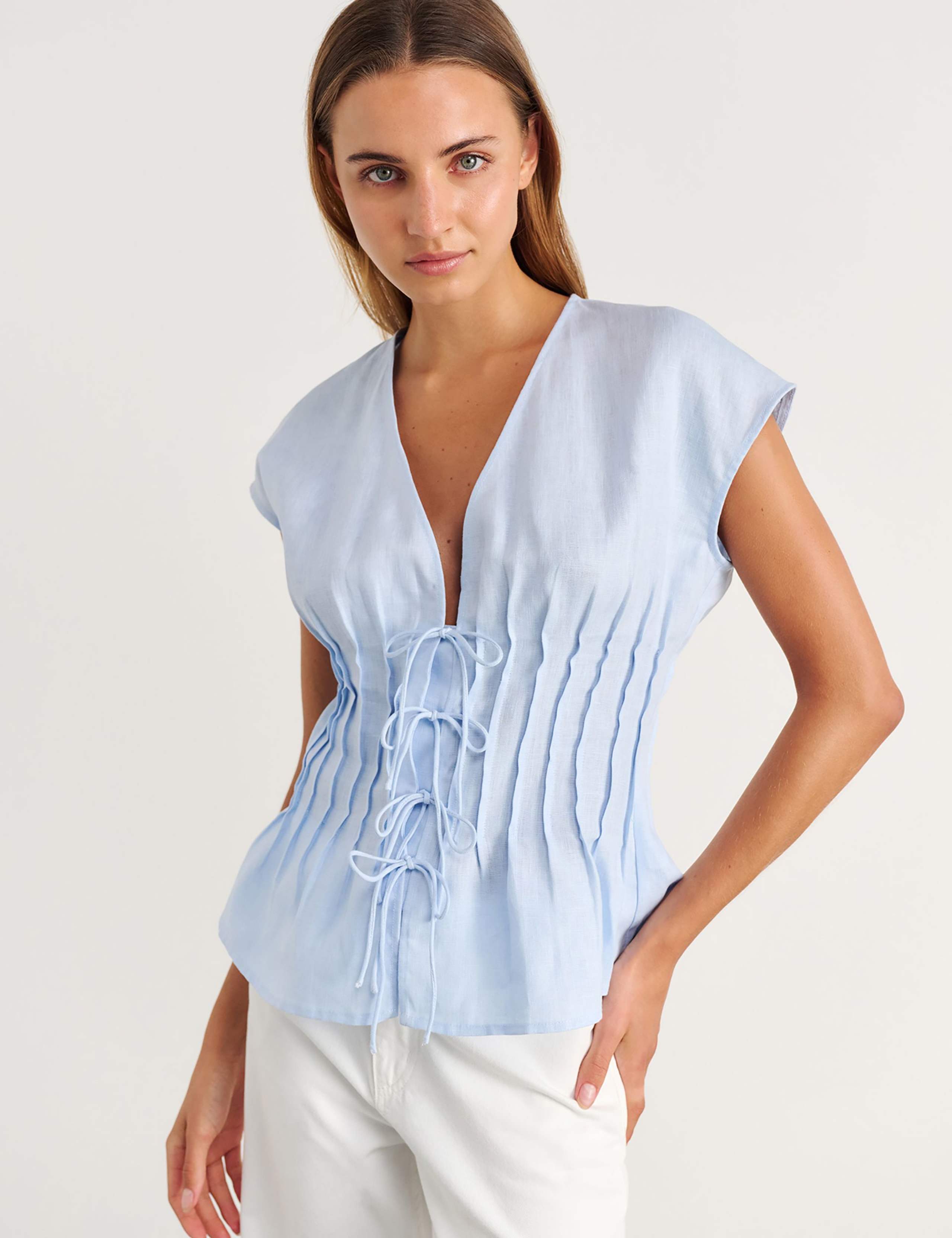 Pure Linen Pintuck Blouse 4 of 6