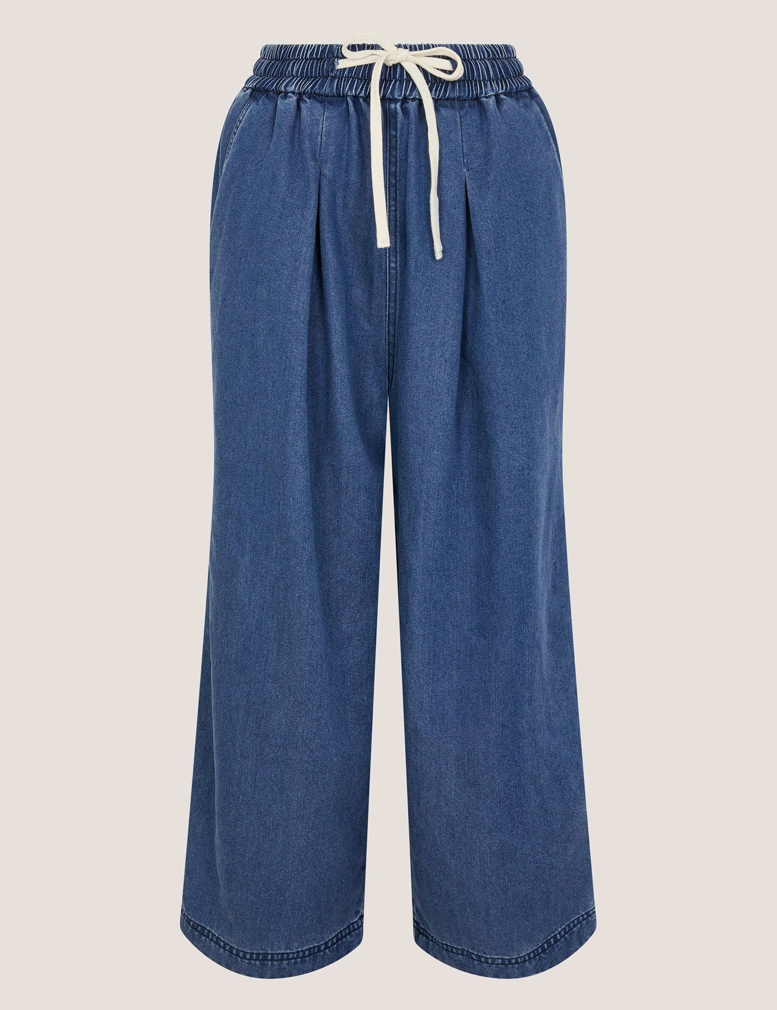 Denim Drawstring Wide Leg Trousers 2 of 5