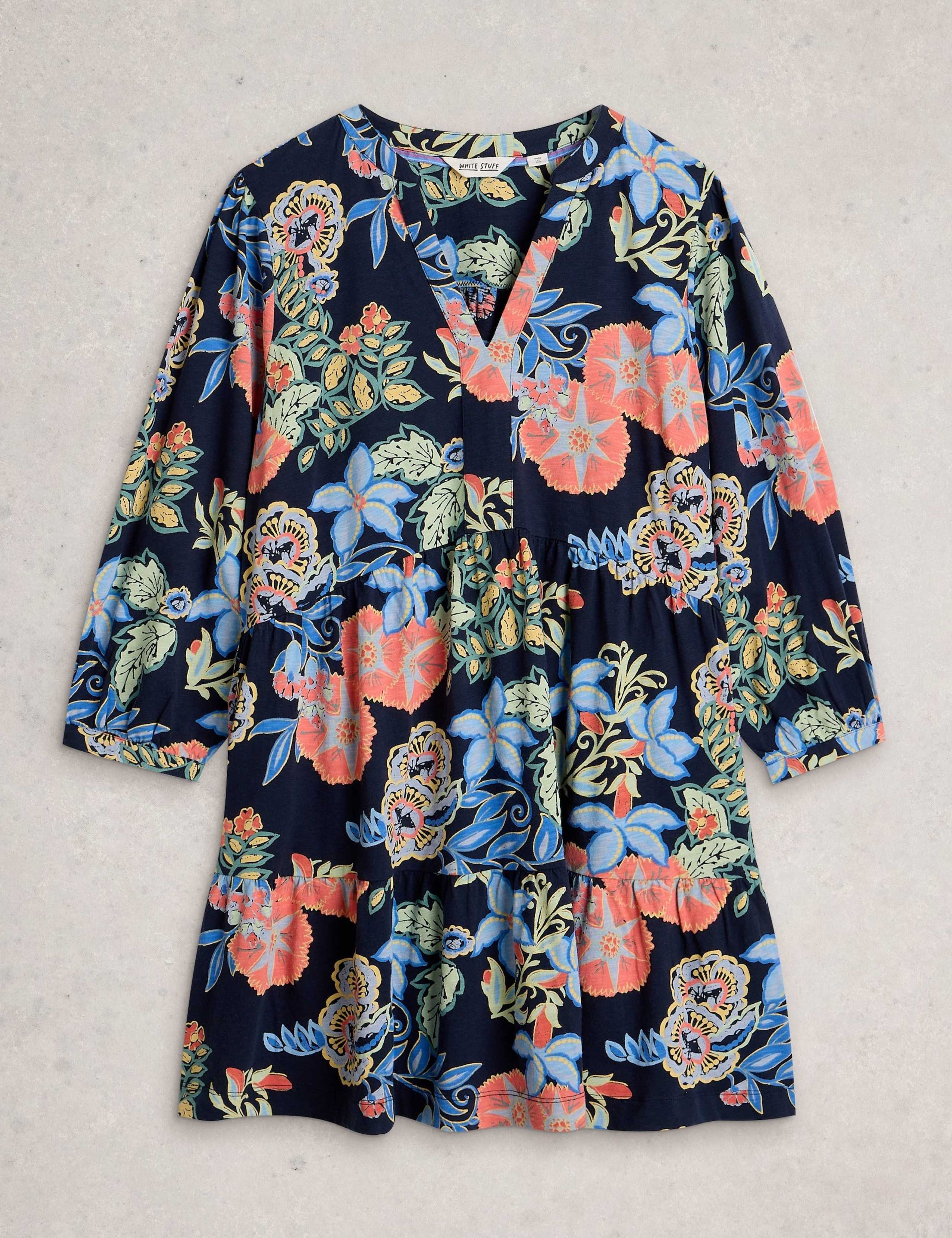 Pure Cotton Floral Notch Neck Tunic 2 of 6