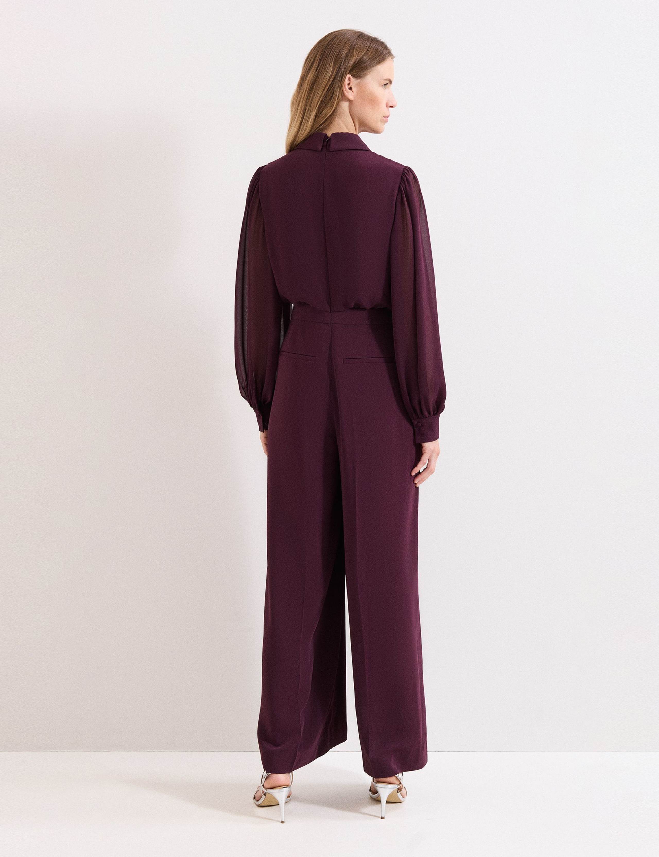 Button Front Long Sleeve Wide Leg Jumpsuit 3 of 8