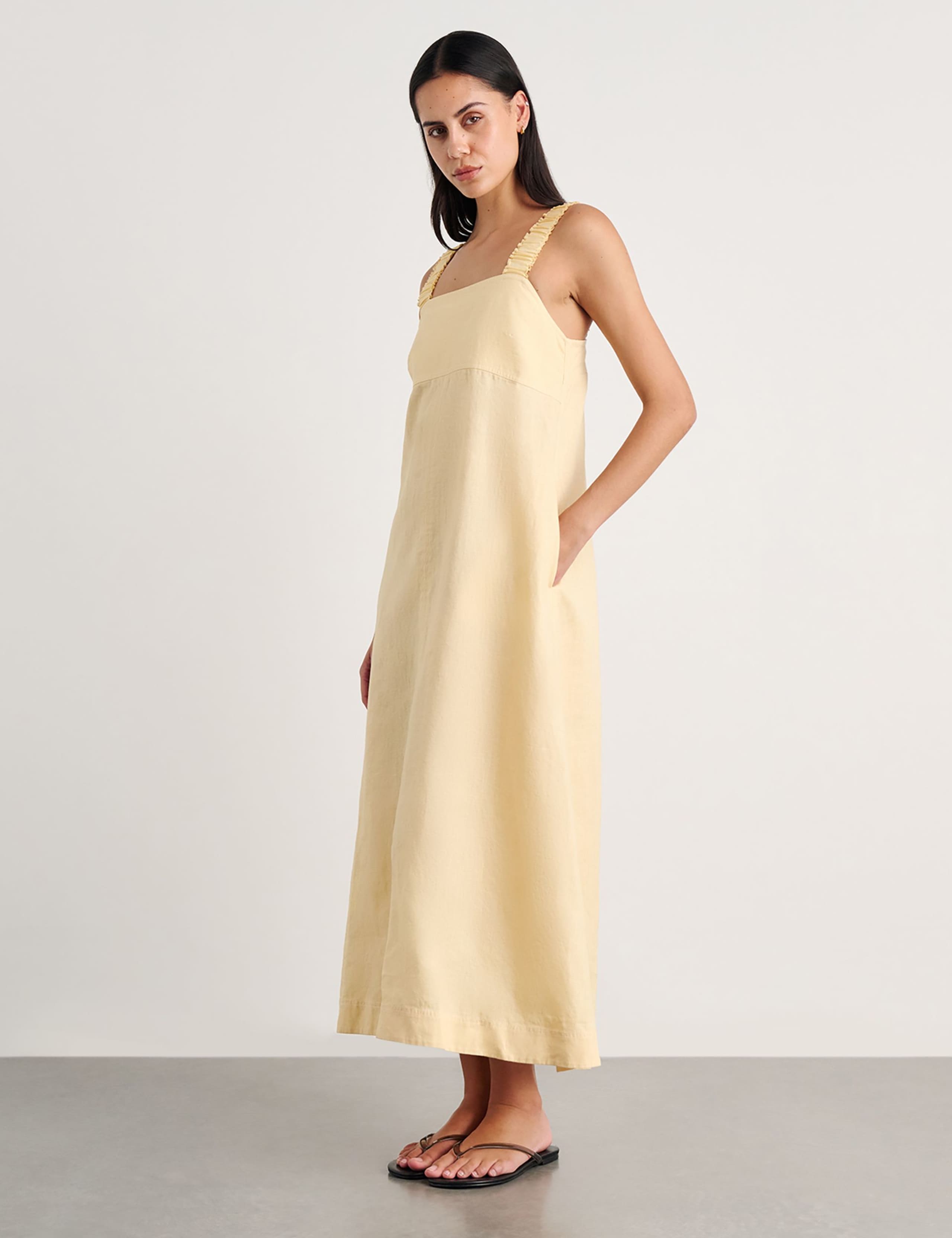 Pure Linen Maxi Smock Dress 3 of 5