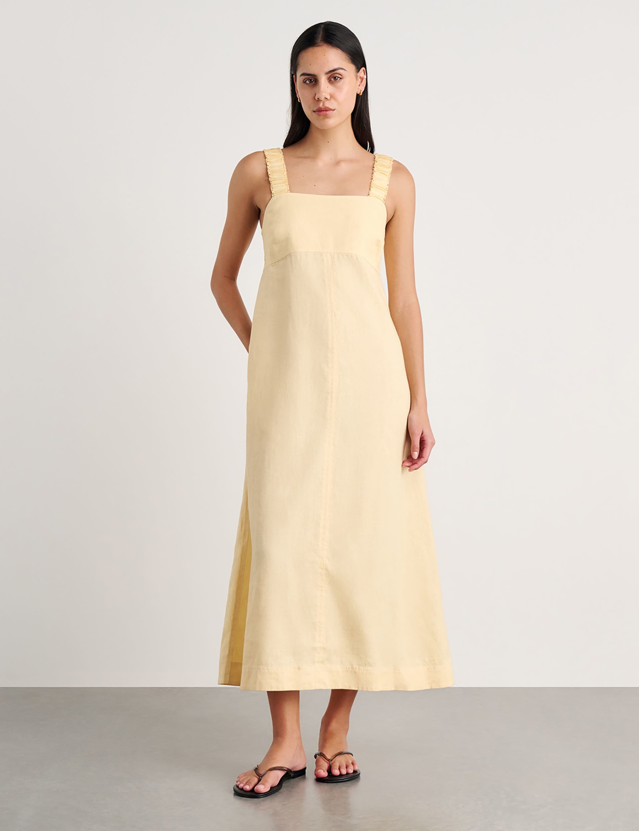 Pure Linen Maxi Smock Dress 4 of 5