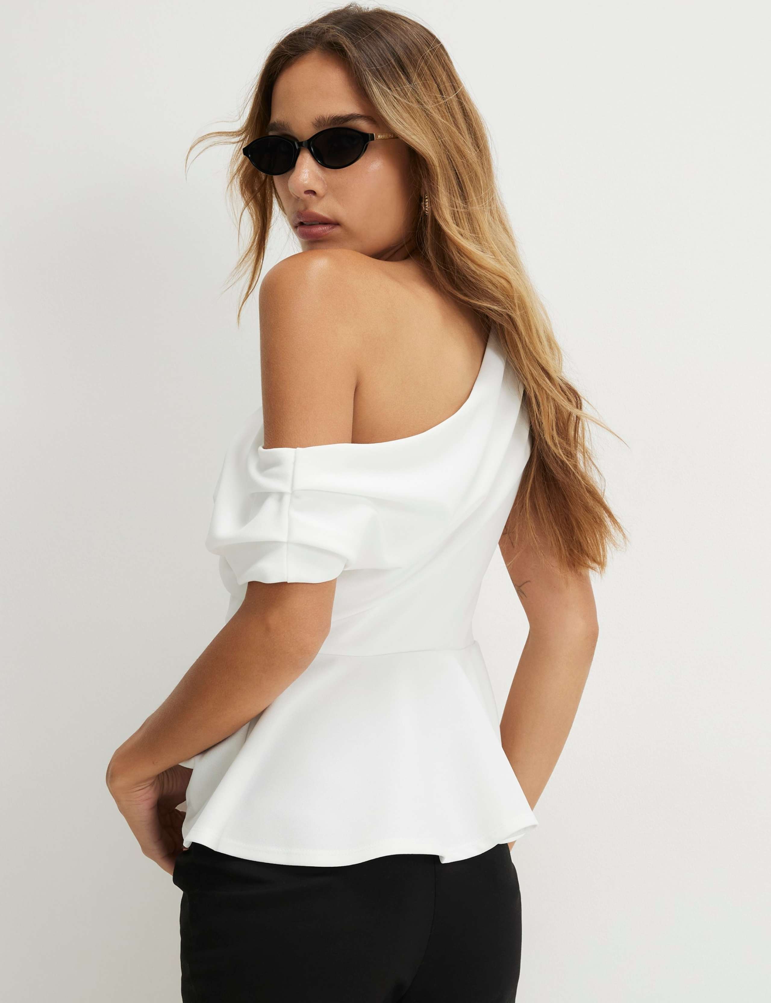Drape Off The Shoulder Peplum Top 3 of 5