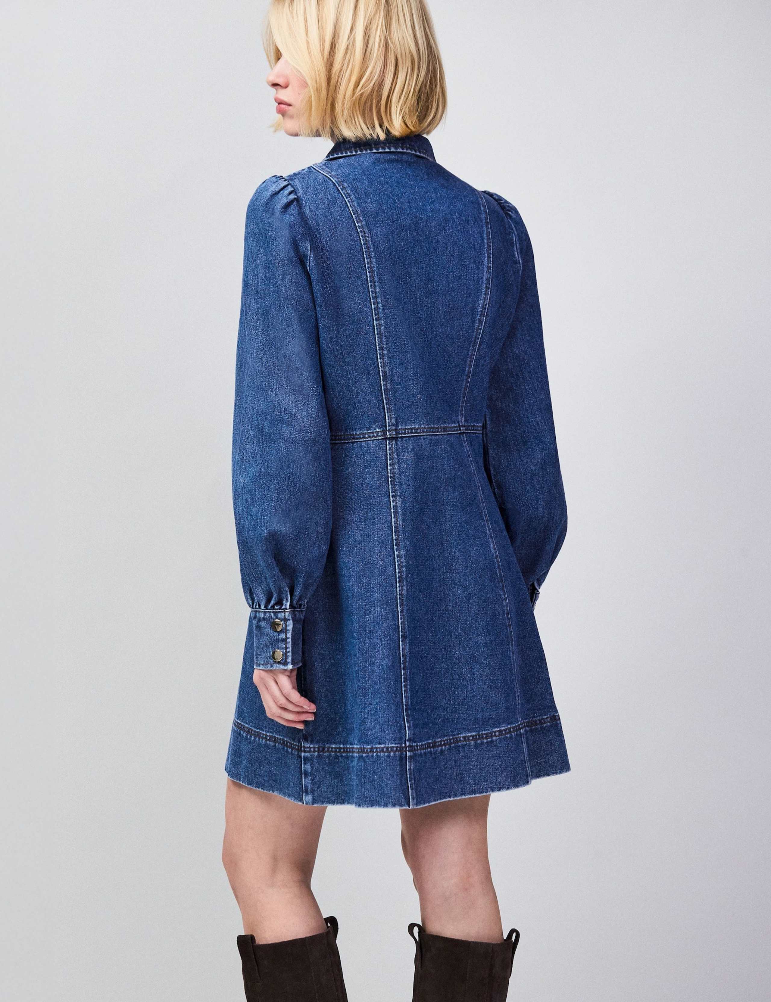 Pure Cotton Denim Zip Up Mini Waisted Dress 5 of 7