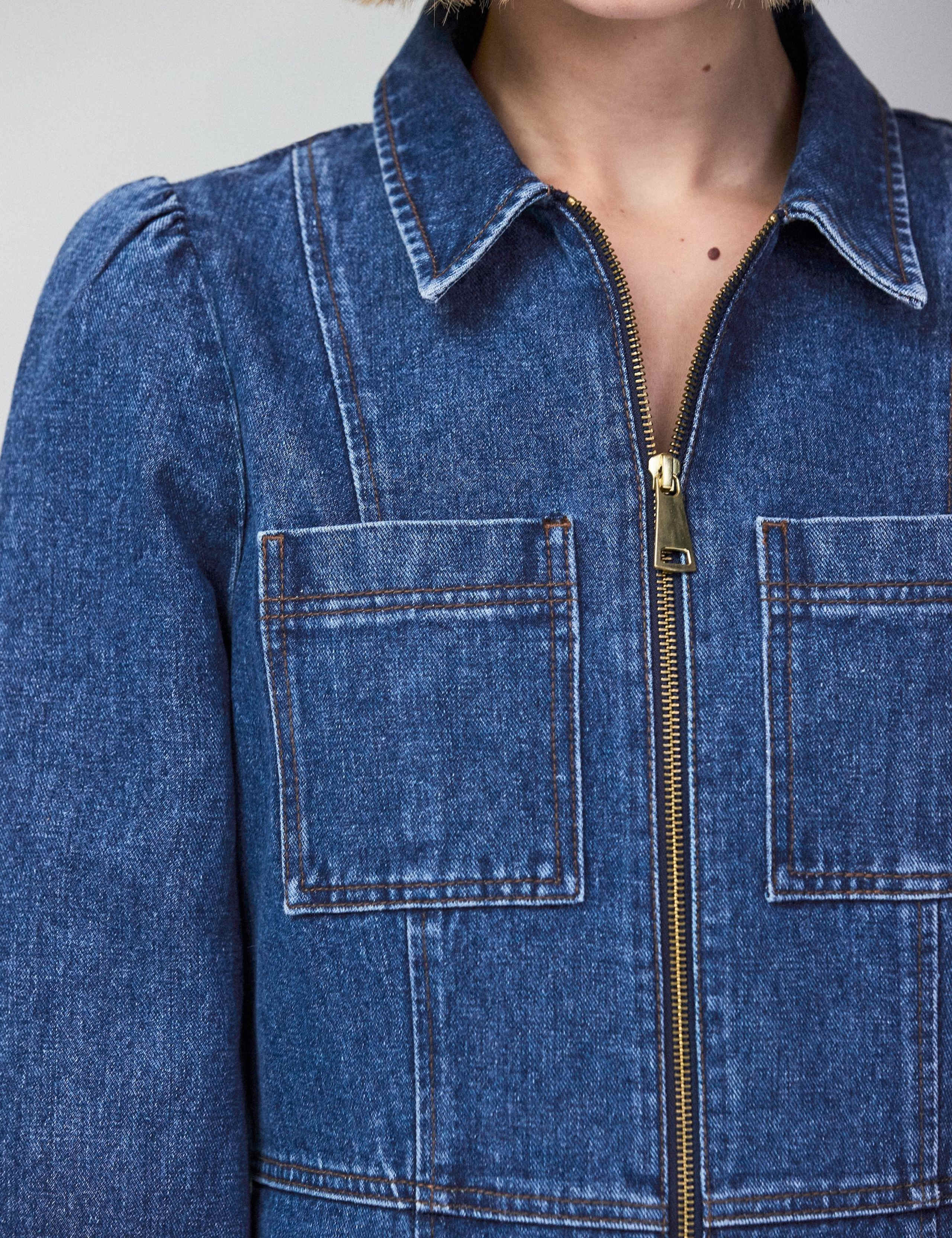 Pure Cotton Denim Zip Up Mini Waisted Dress 6 of 7