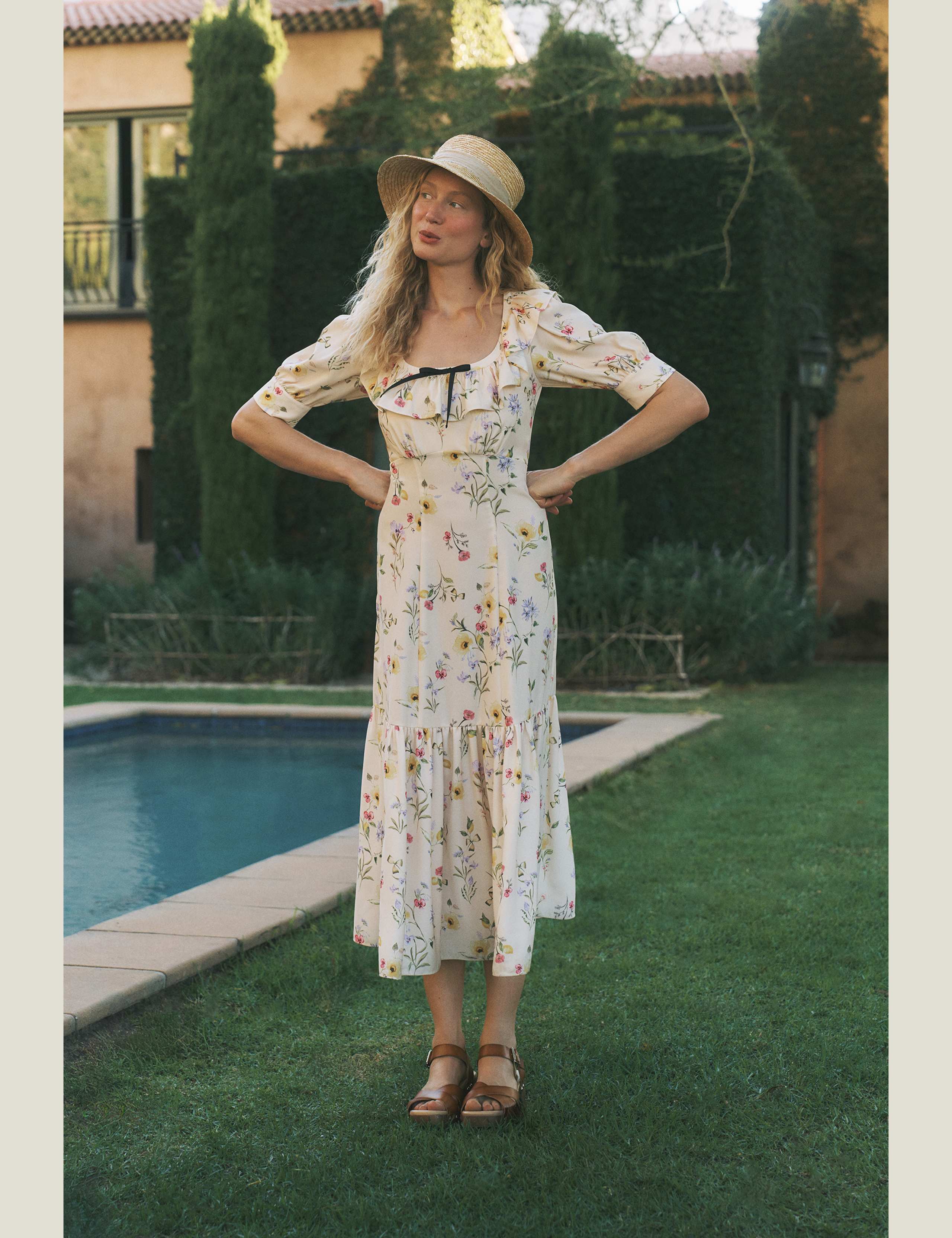Floral Scoop Neck Midi Tea Dress 7 of 7