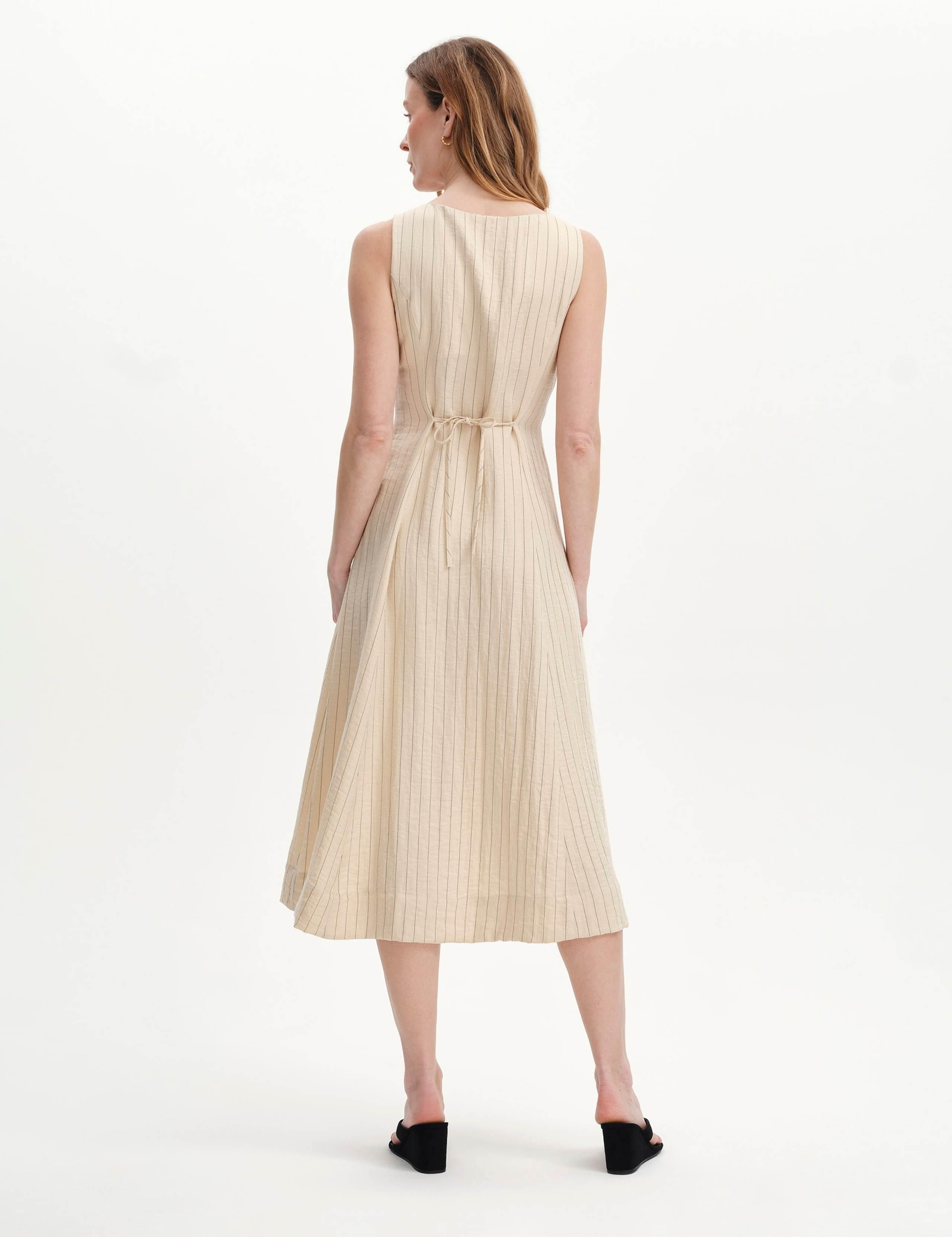 Striped Square Neck Midi Waisted Dress 5 of 6
