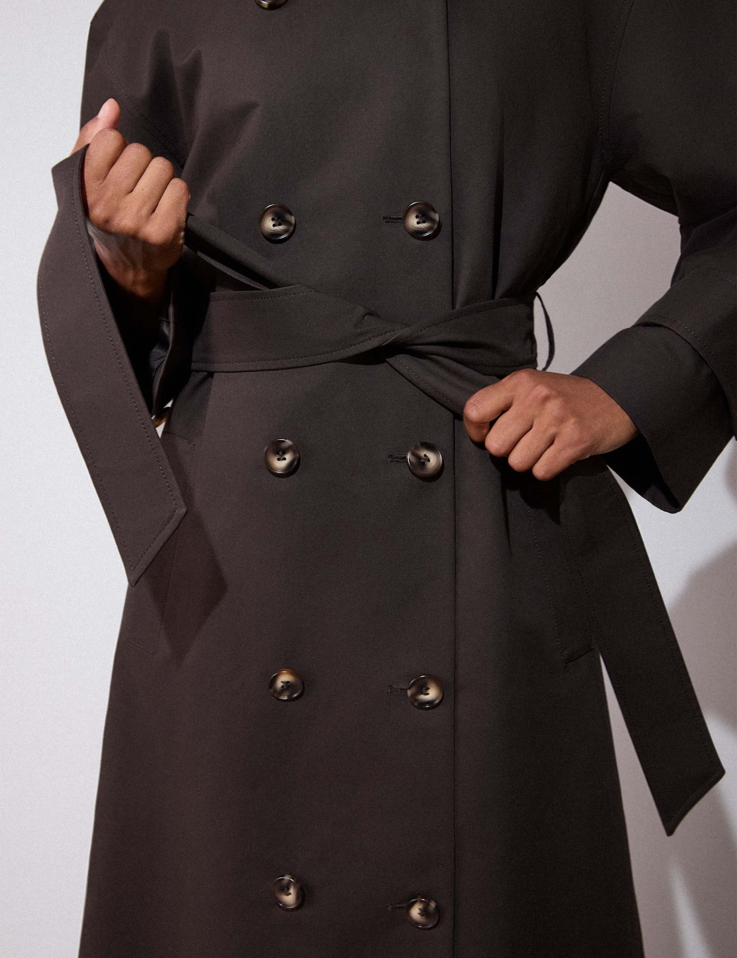 Pure Cotton Funnel Neck Longline Trench Coat 3 of 6