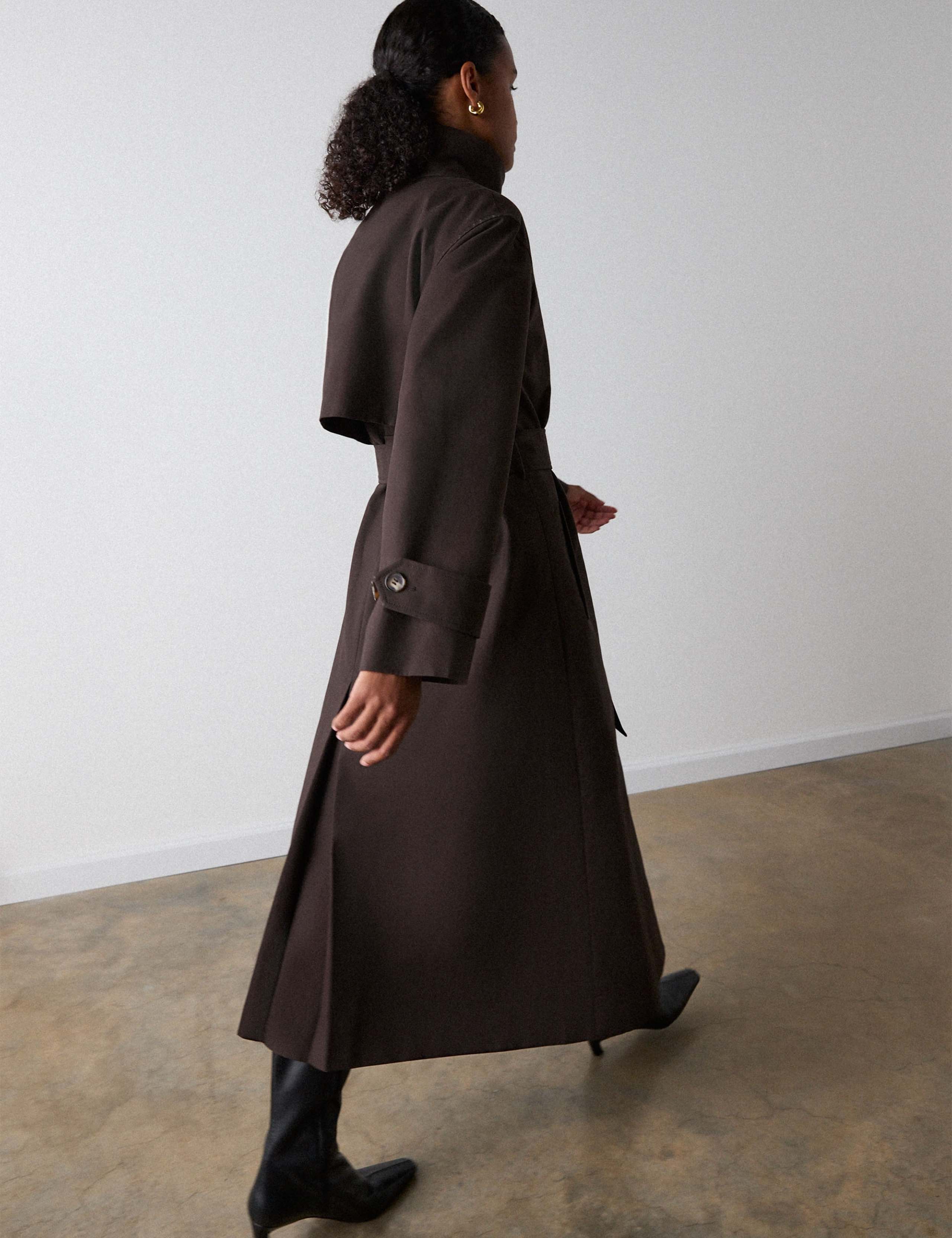 Pure Cotton Funnel Neck Longline Trench Coat 6 of 6