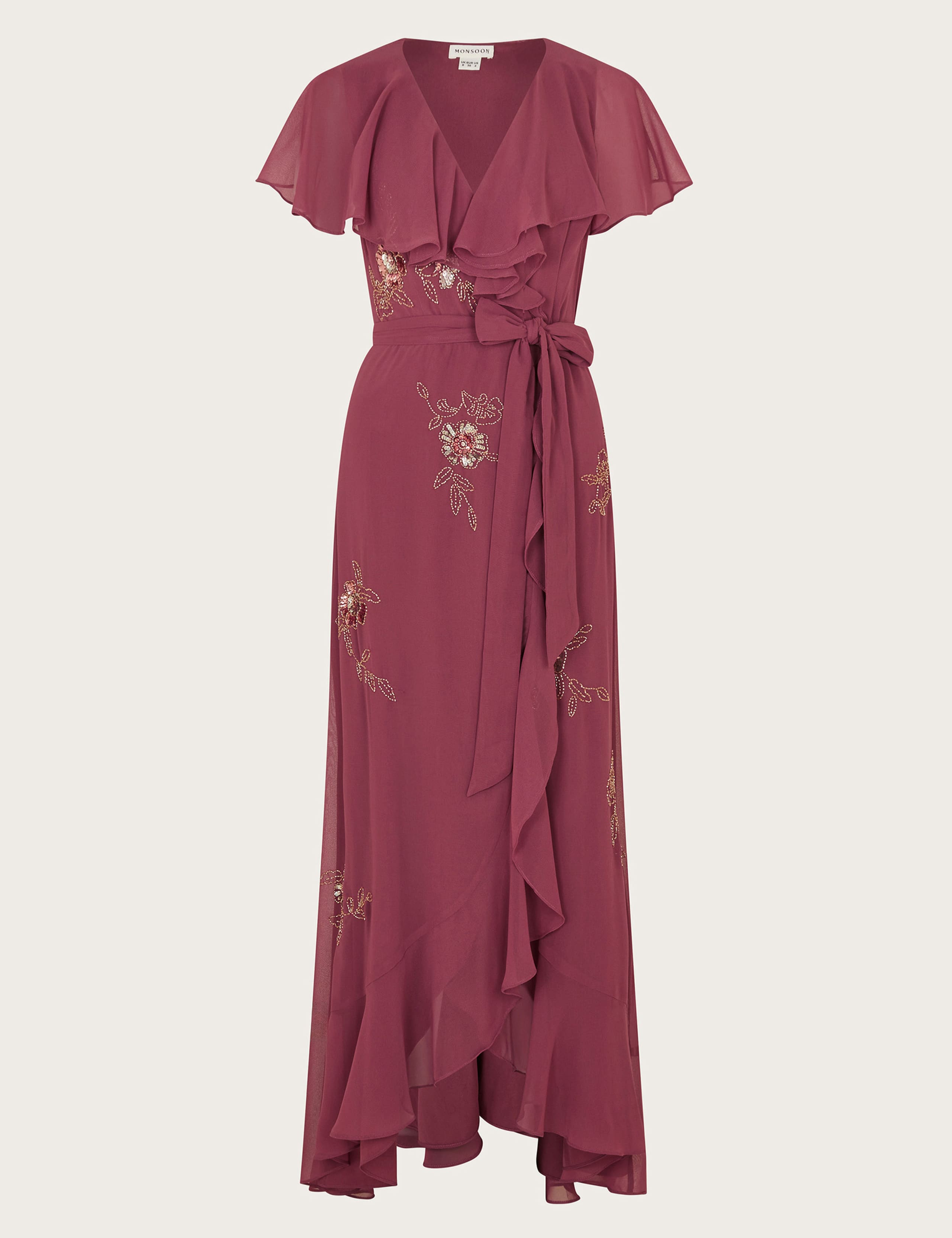 Floral Embellished V-Neck Midi Wrap Dress 2 of 5