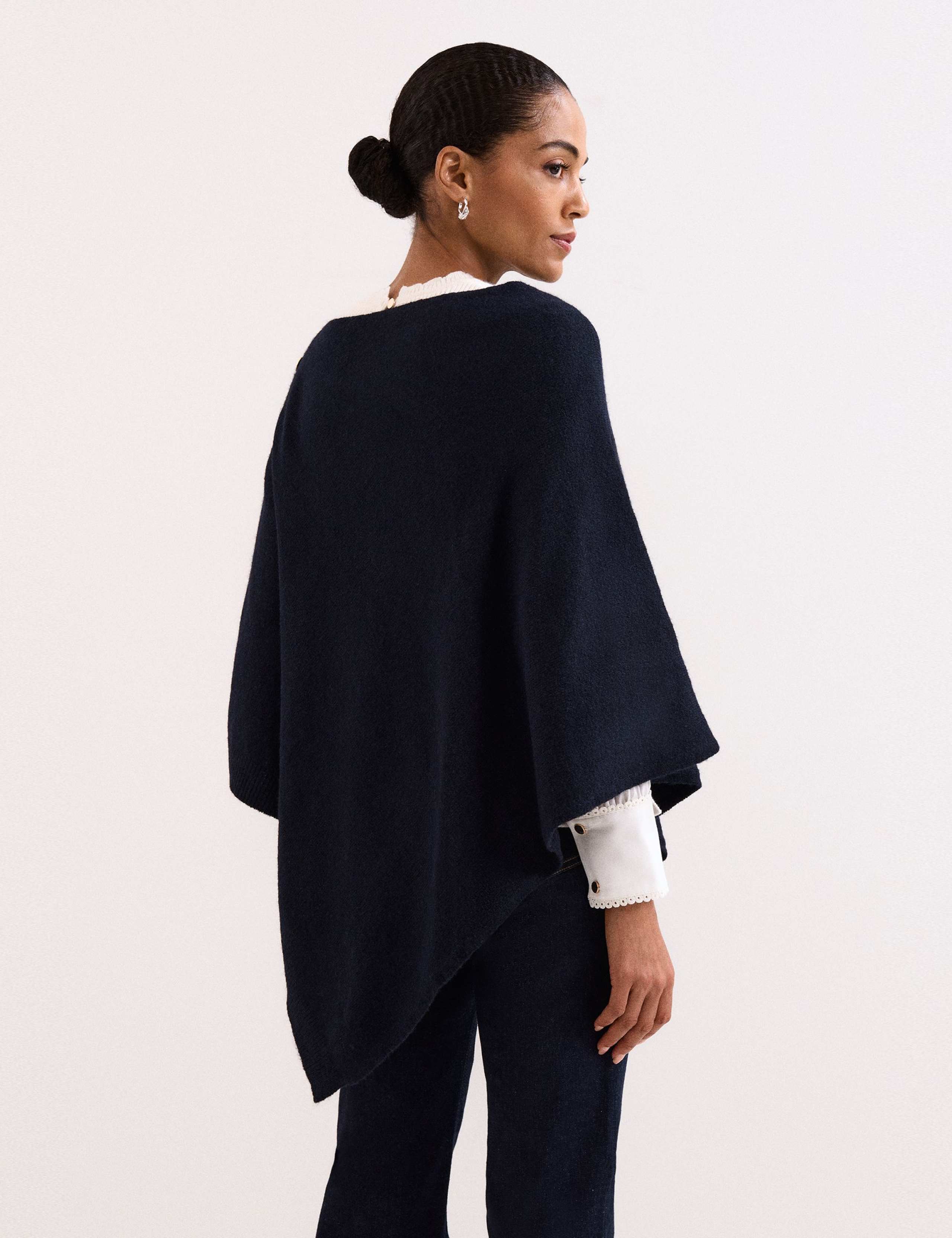 Smart Knitted Button Detail High Low Poncho 4 of 6