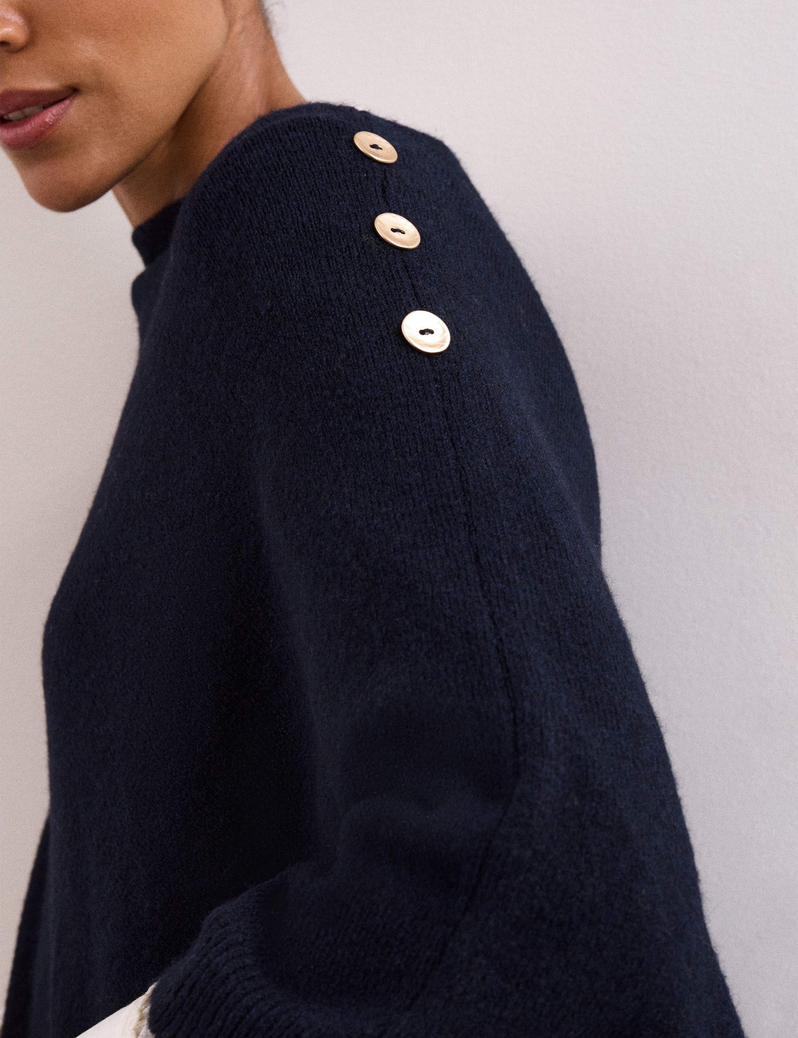 Smart Knitted Button Detail High Low Poncho 6 of 6