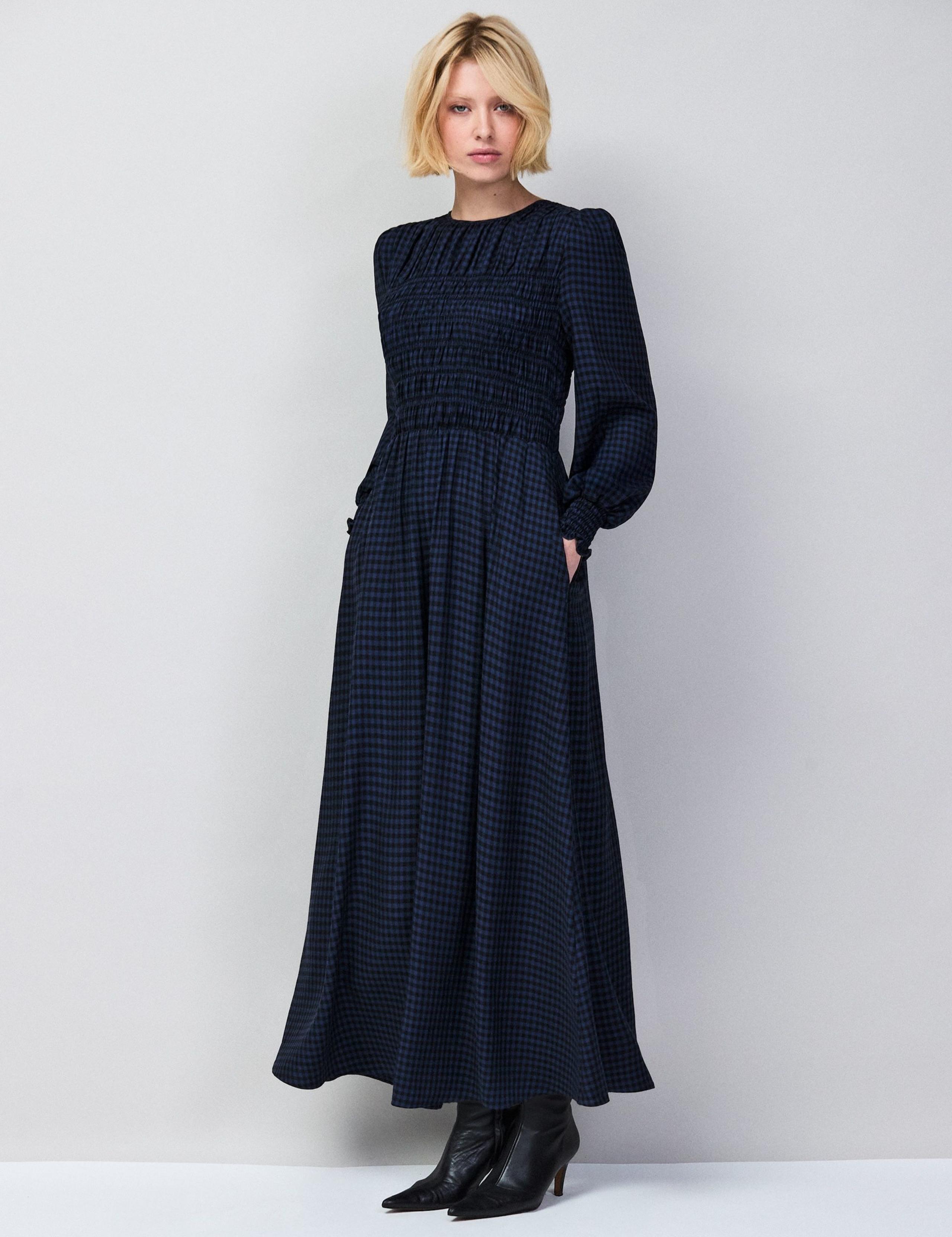 Checked Shirred Midaxi Dress 1 of 6