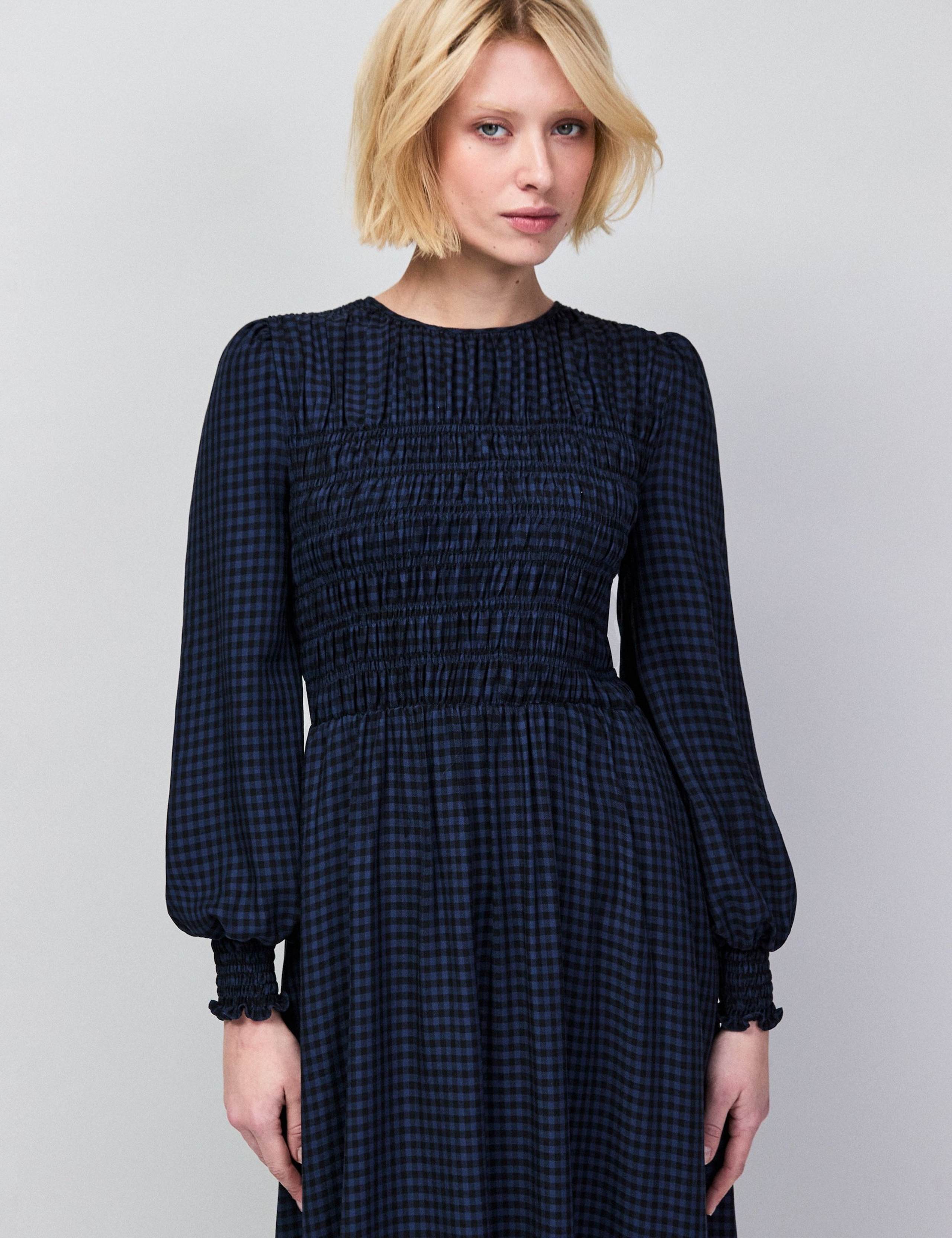 Checked Shirred Midaxi Dress 3 of 6