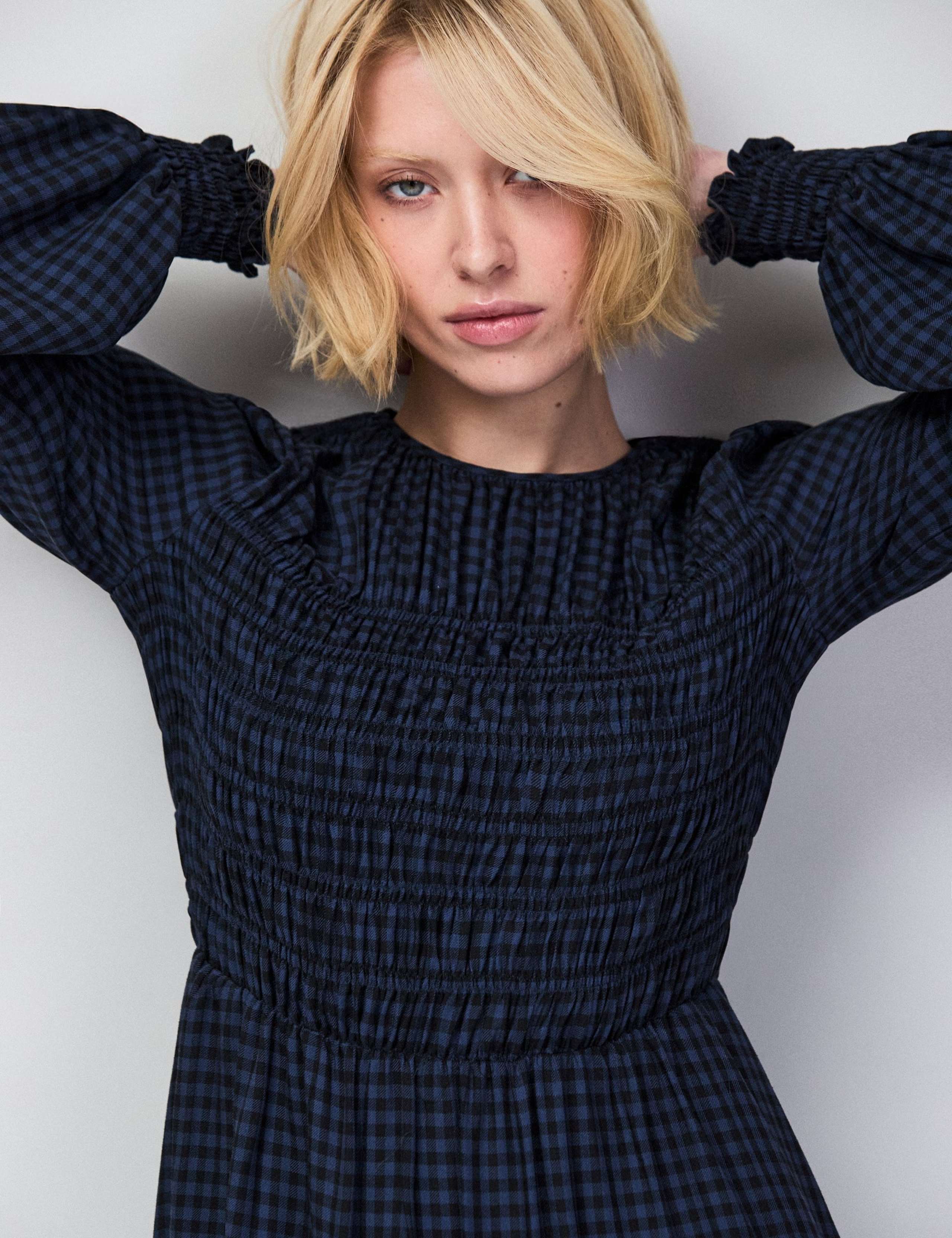 Checked Shirred Midaxi Dress 5 of 6