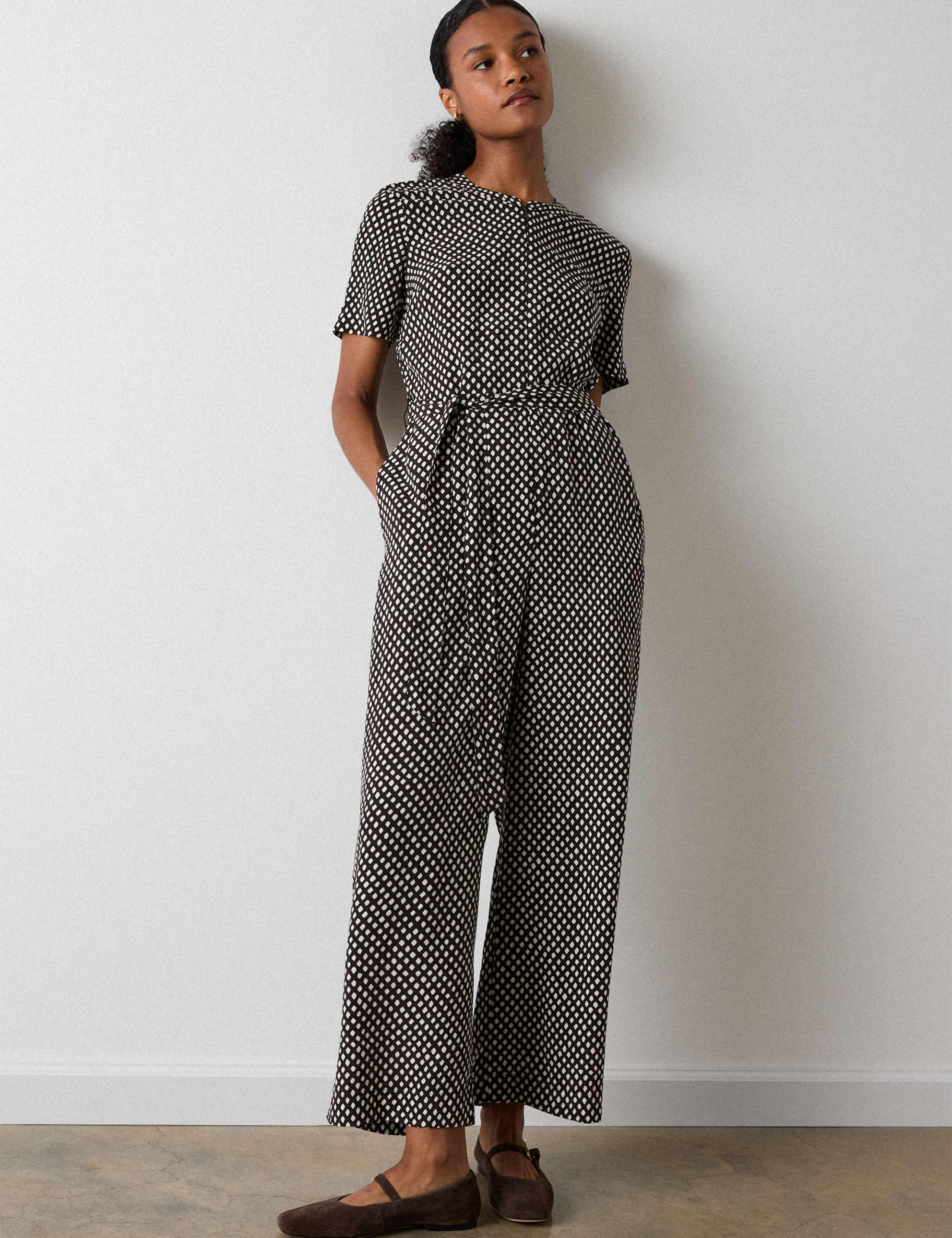 Checked Short Sleeve Jumpsuit 1 of 6