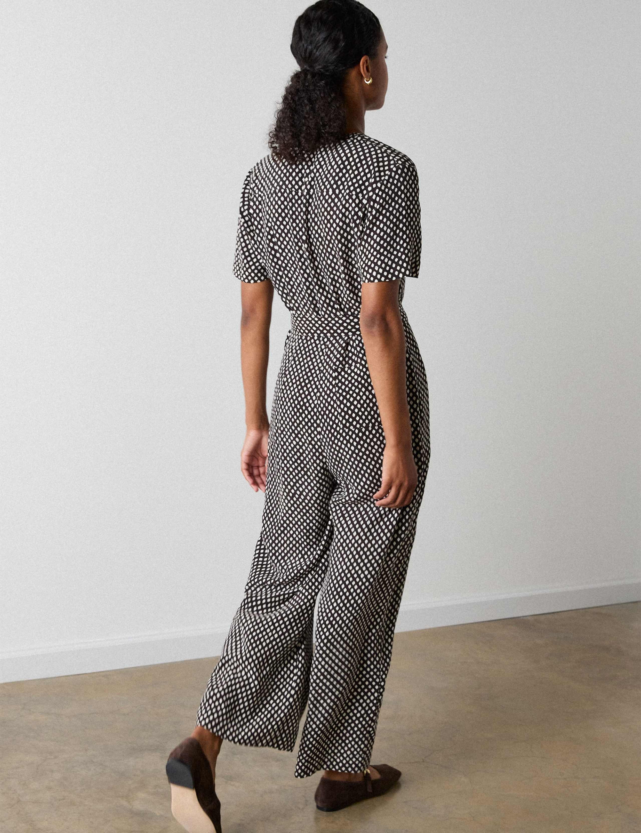 Checked Short Sleeve Jumpsuit 4 of 6