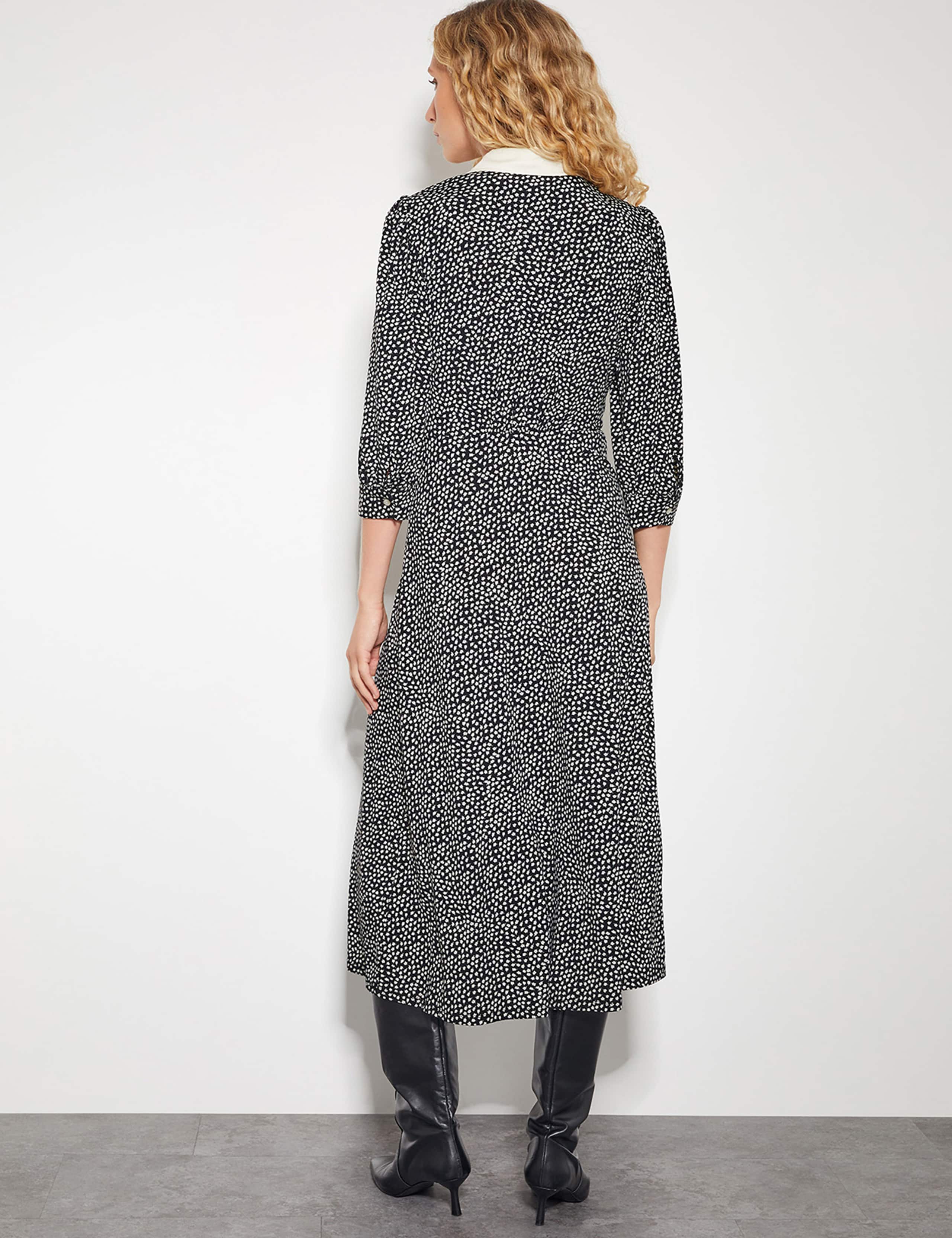 Jersey Ditsy Floral Collared Midi Shirt Dress 6 of 6