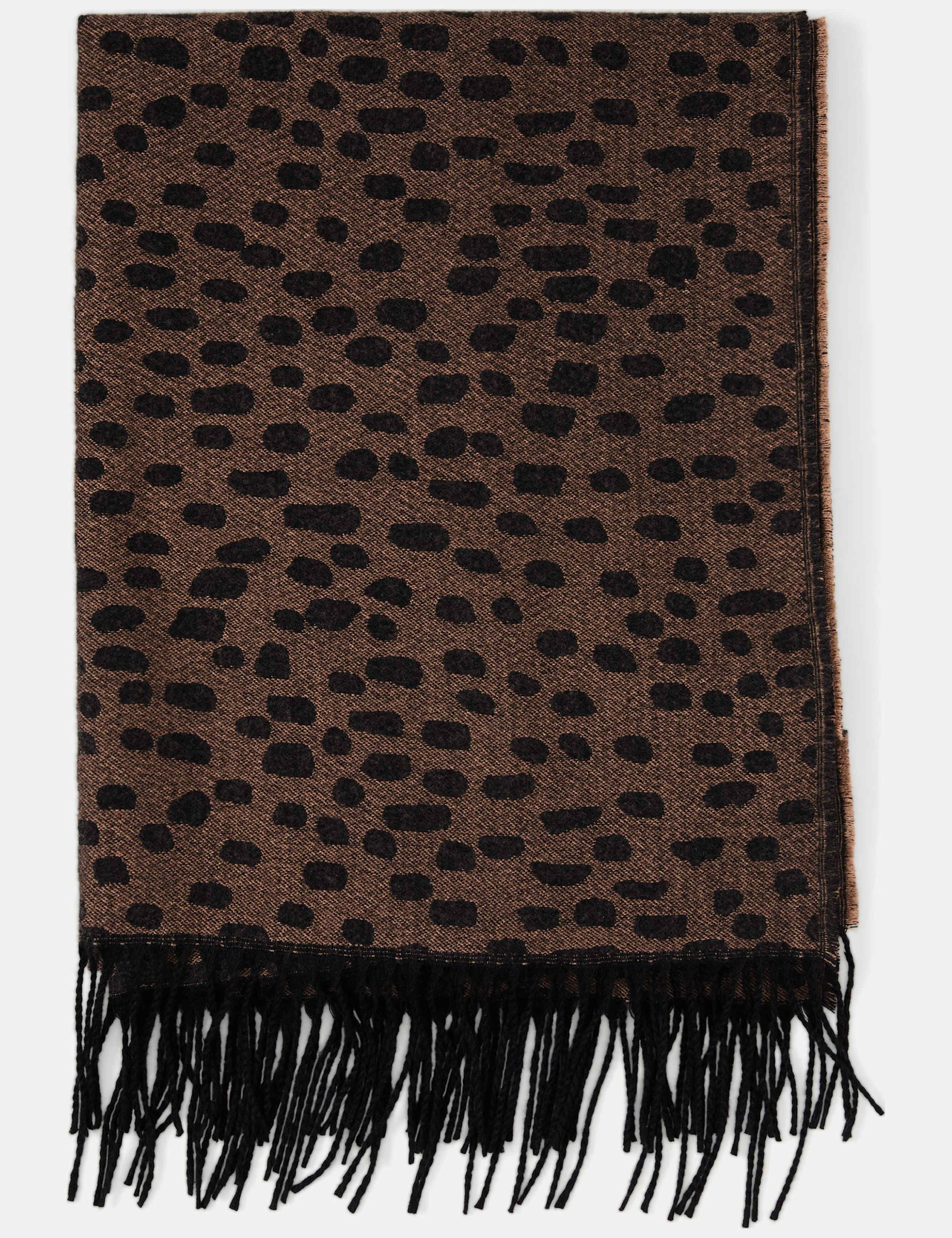 Textured Irregular Spot Fringed Tassel Scarf 2 of 5