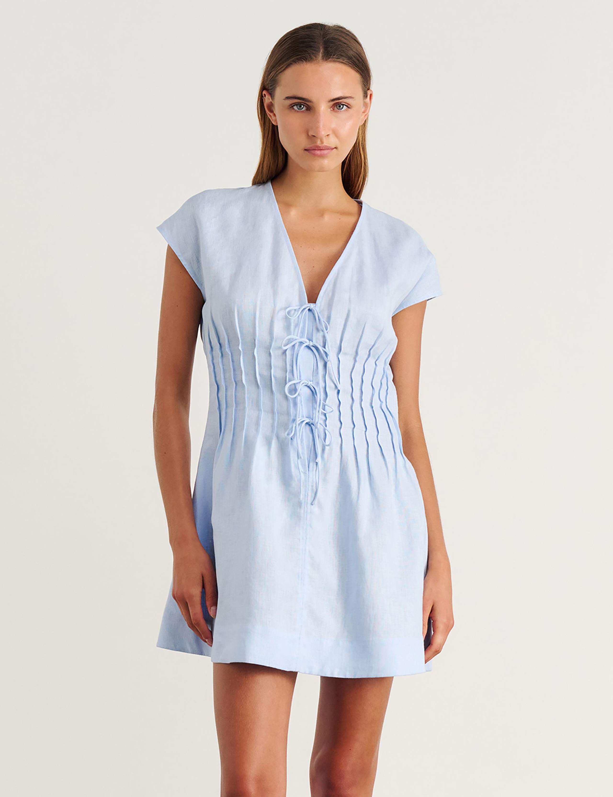 Pure Linen Pintuck Mini Dress 3 of 5