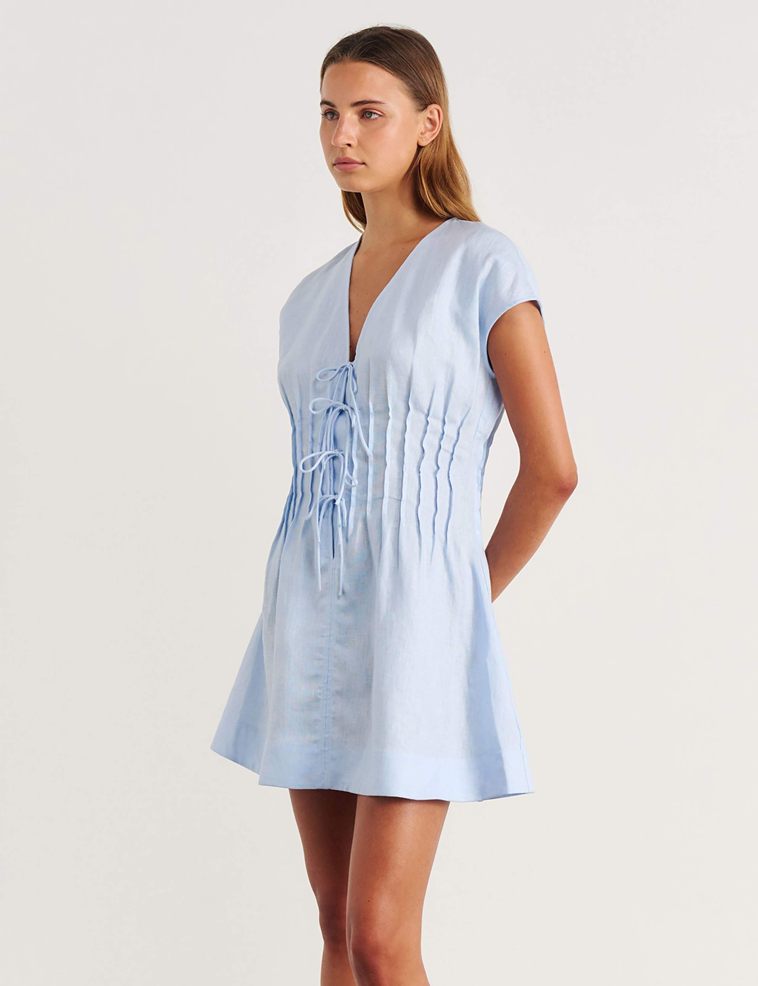 Pure Linen Pintuck Mini Dress 4 of 5