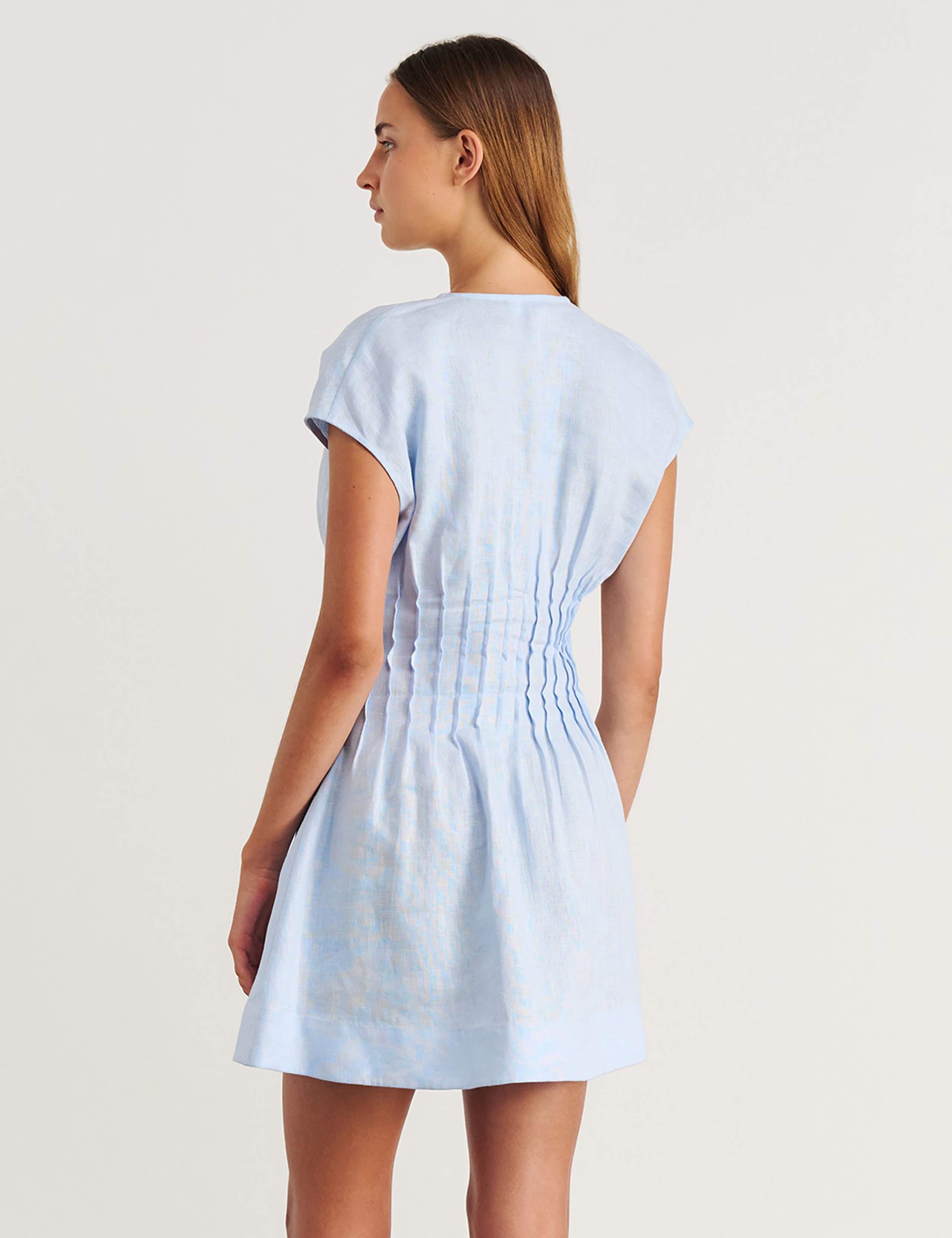 Pure Linen Pintuck Mini Dress 5 of 5