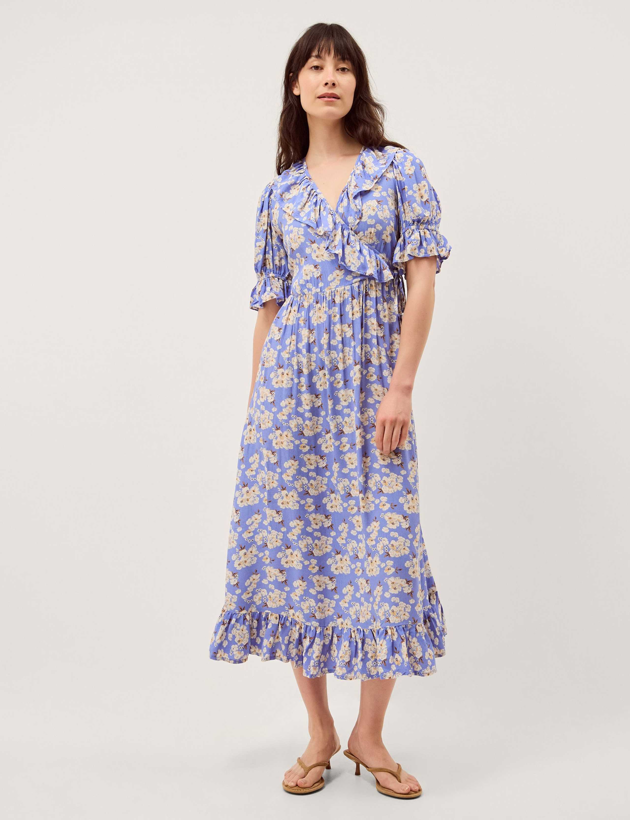 Floral V-Neck Midi Wrap Dress 1 of 5