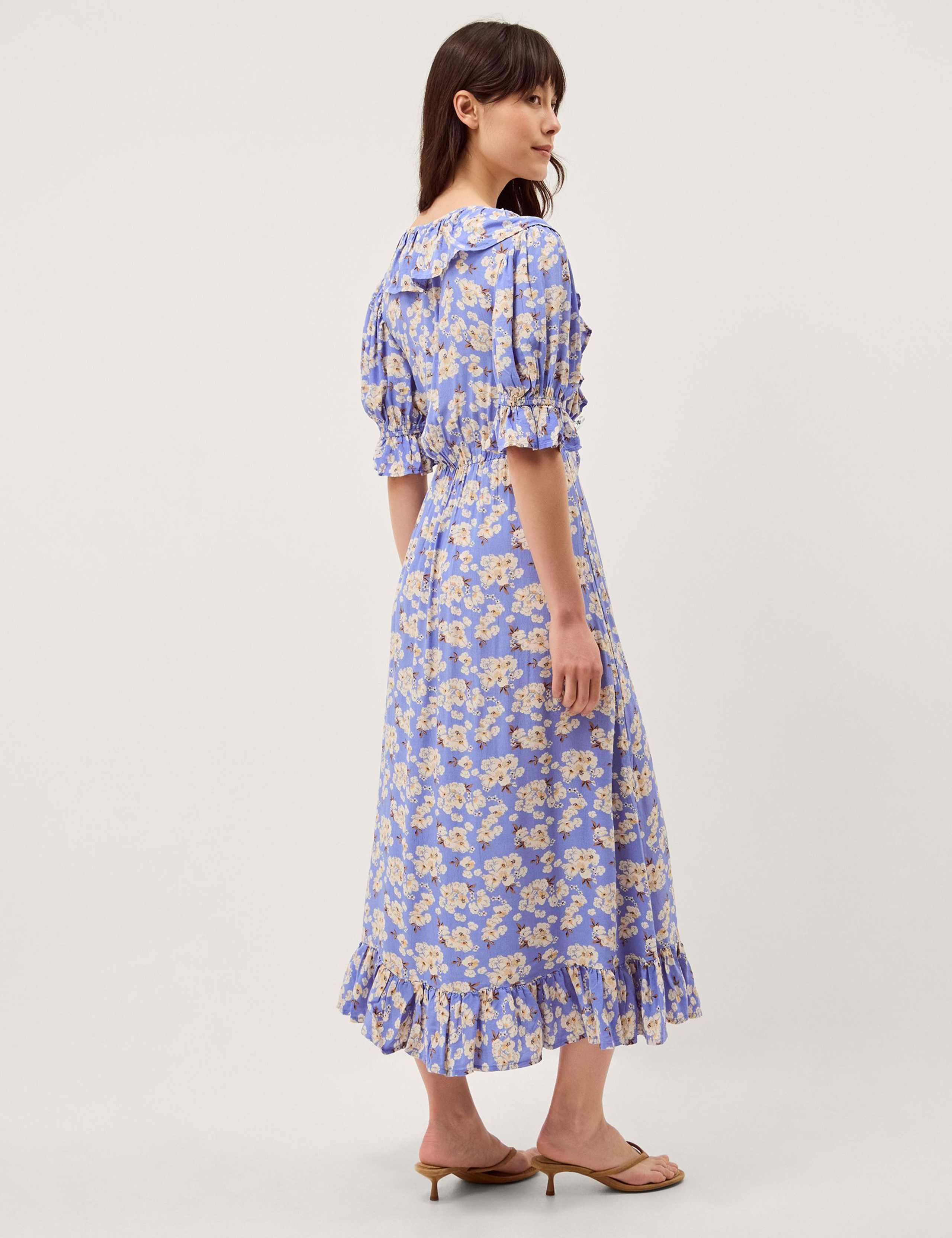 Floral V-Neck Midi Wrap Dress 3 of 5