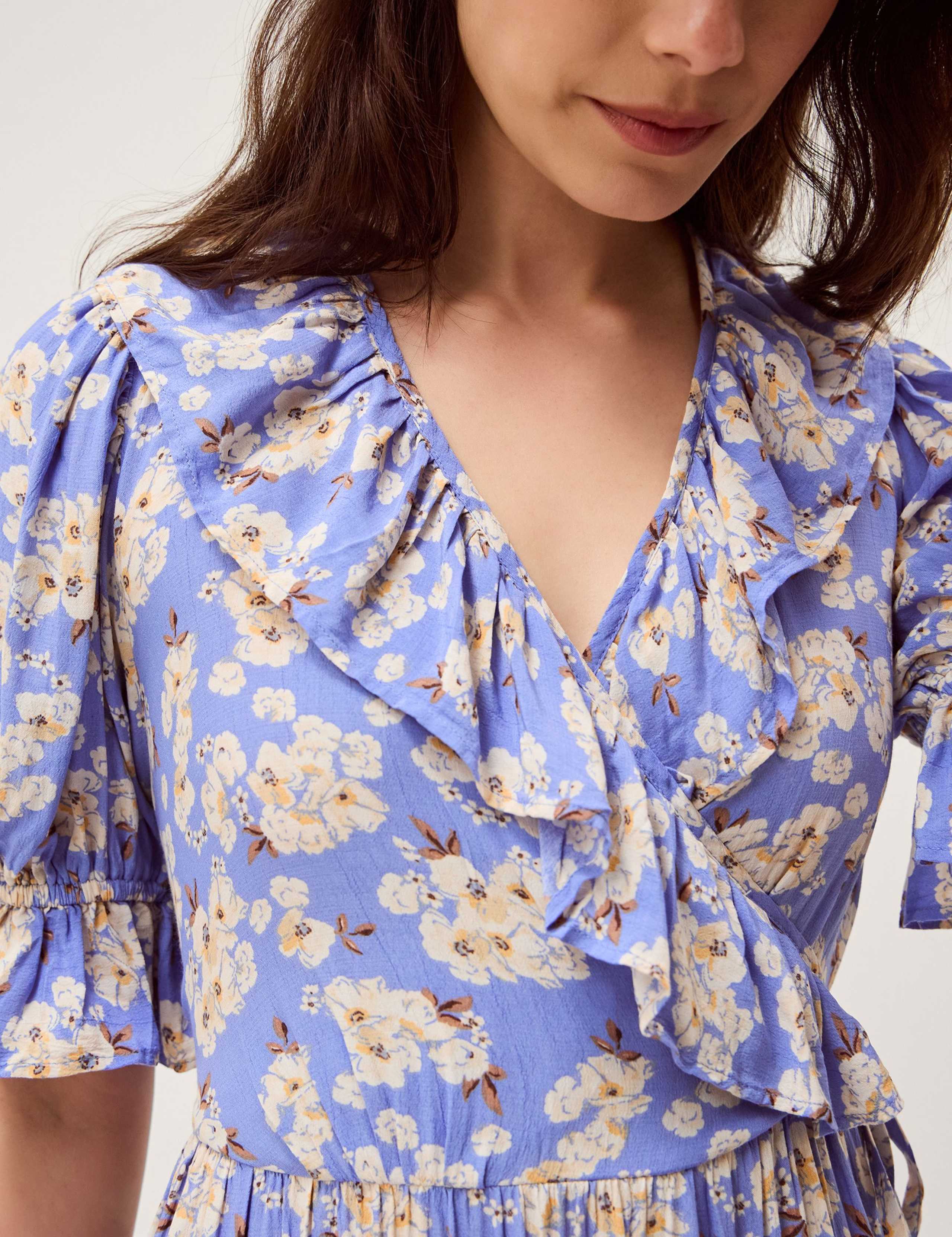 Floral V-Neck Midi Wrap Dress 5 of 5