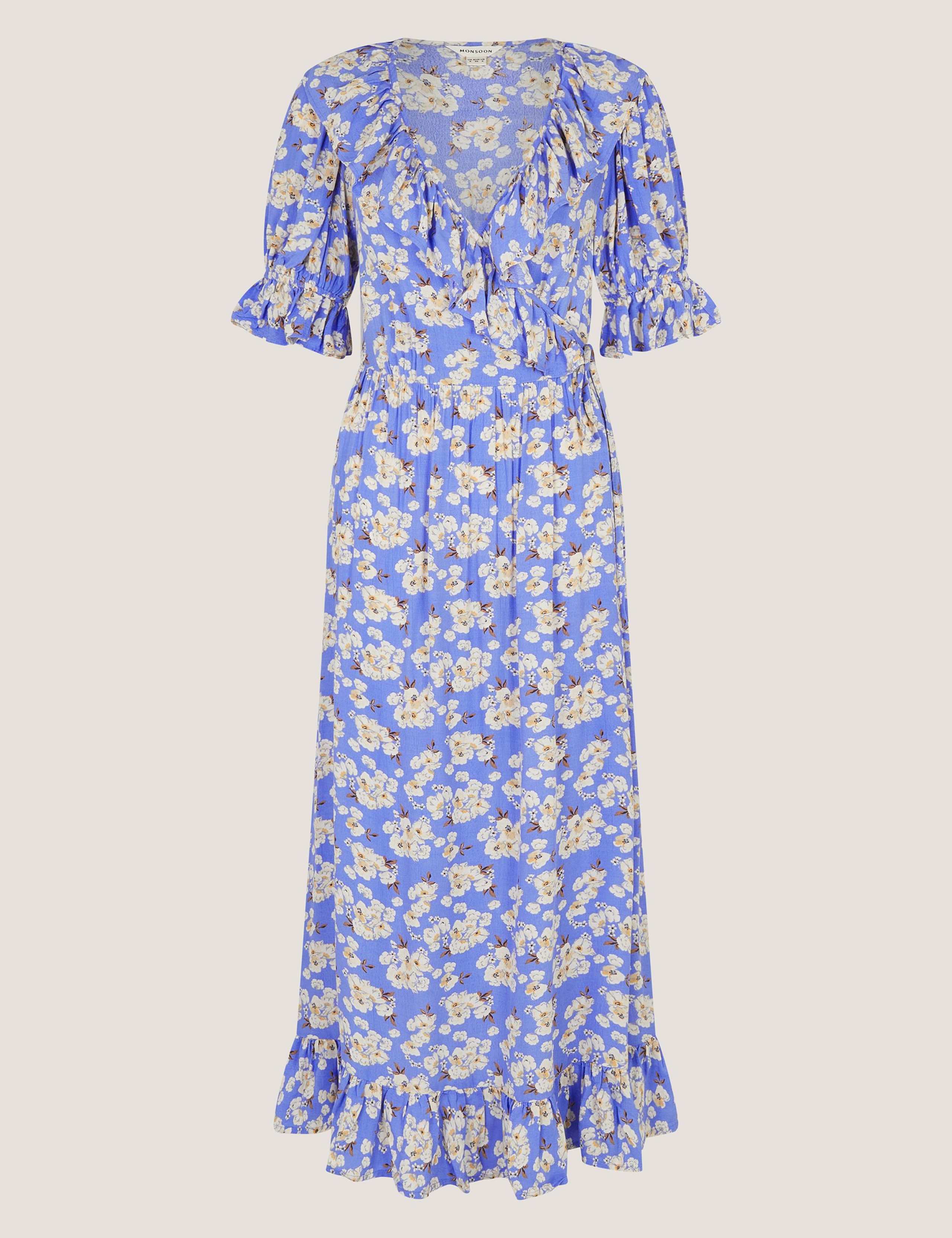 Floral V-Neck Midi Wrap Dress 2 of 5