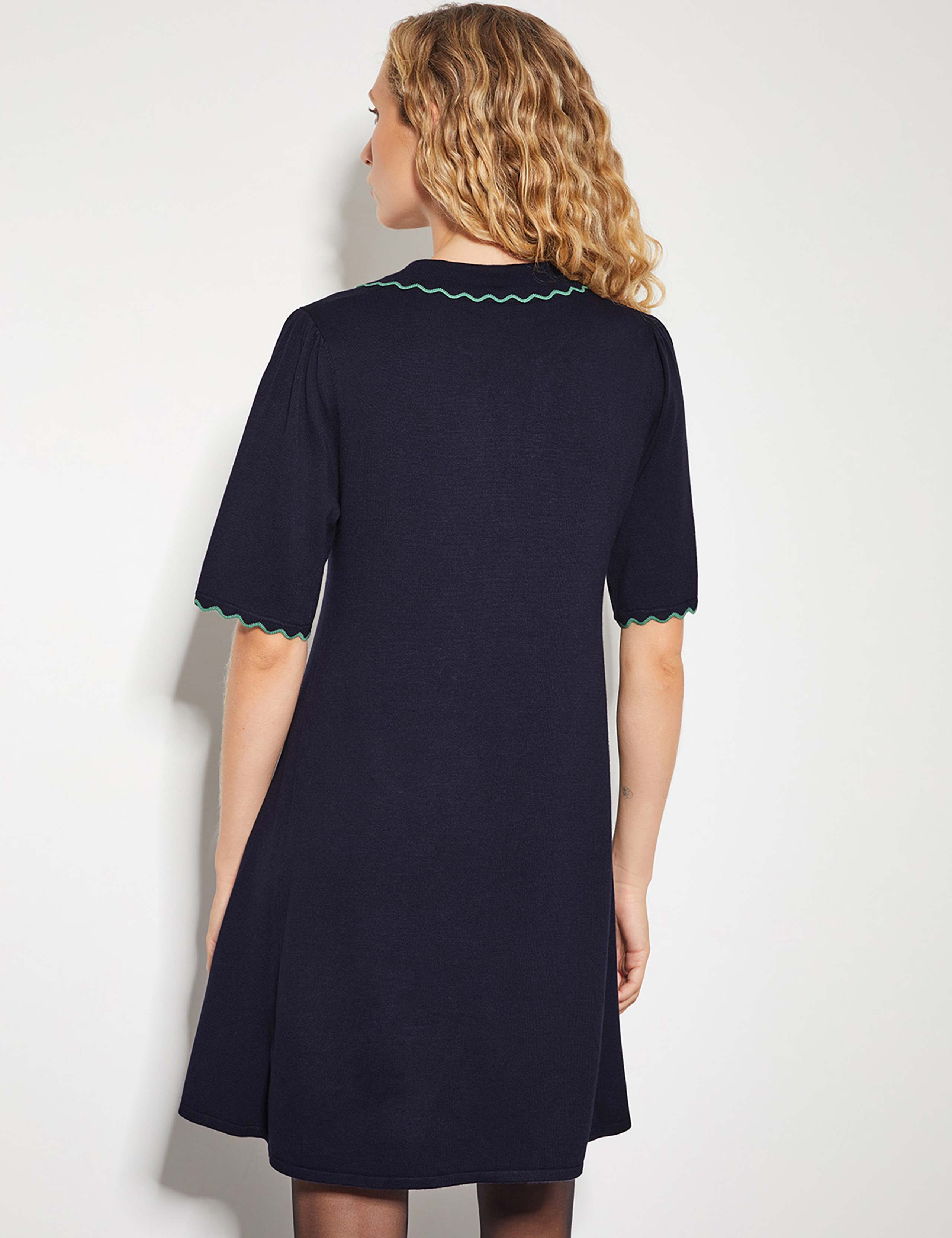Knitted Collared Knee Length Dress 5 of 5