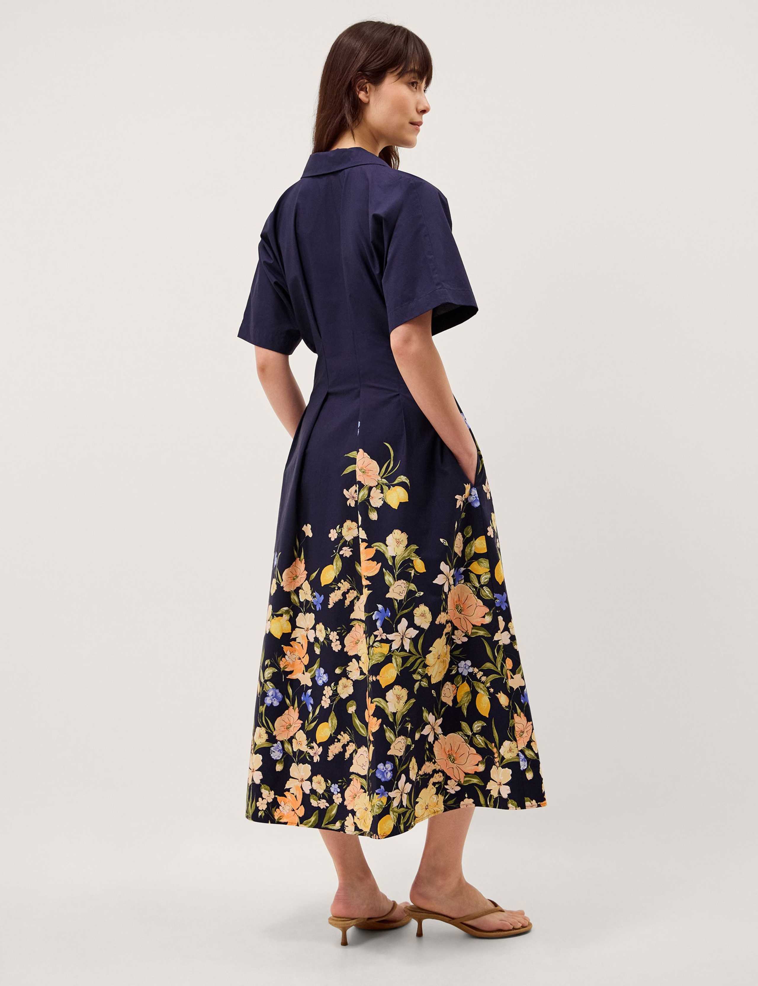 Pure Cotton Floral Midi Shirt Dress 4 of 5