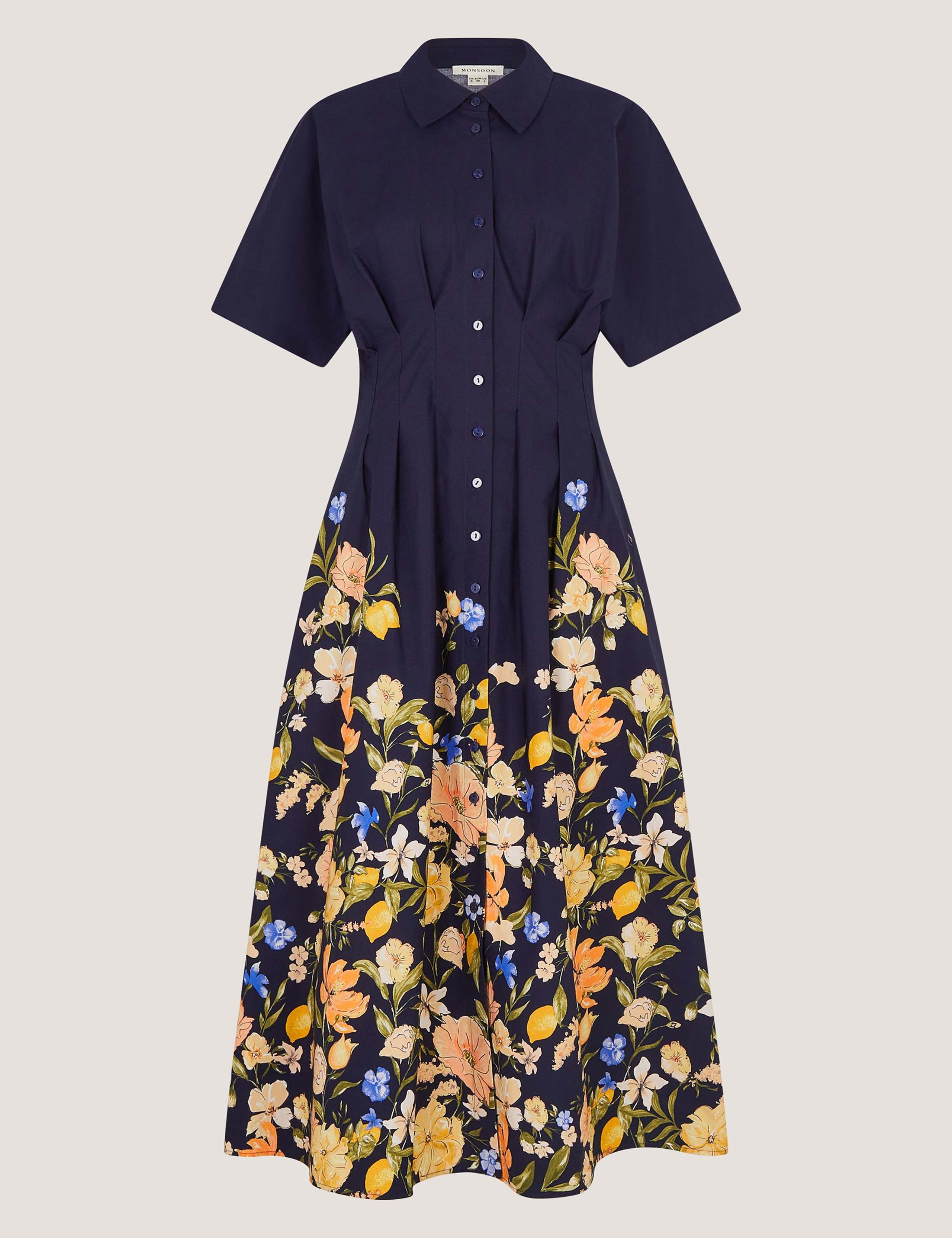 Pure Cotton Floral Midi Shirt Dress 2 of 5