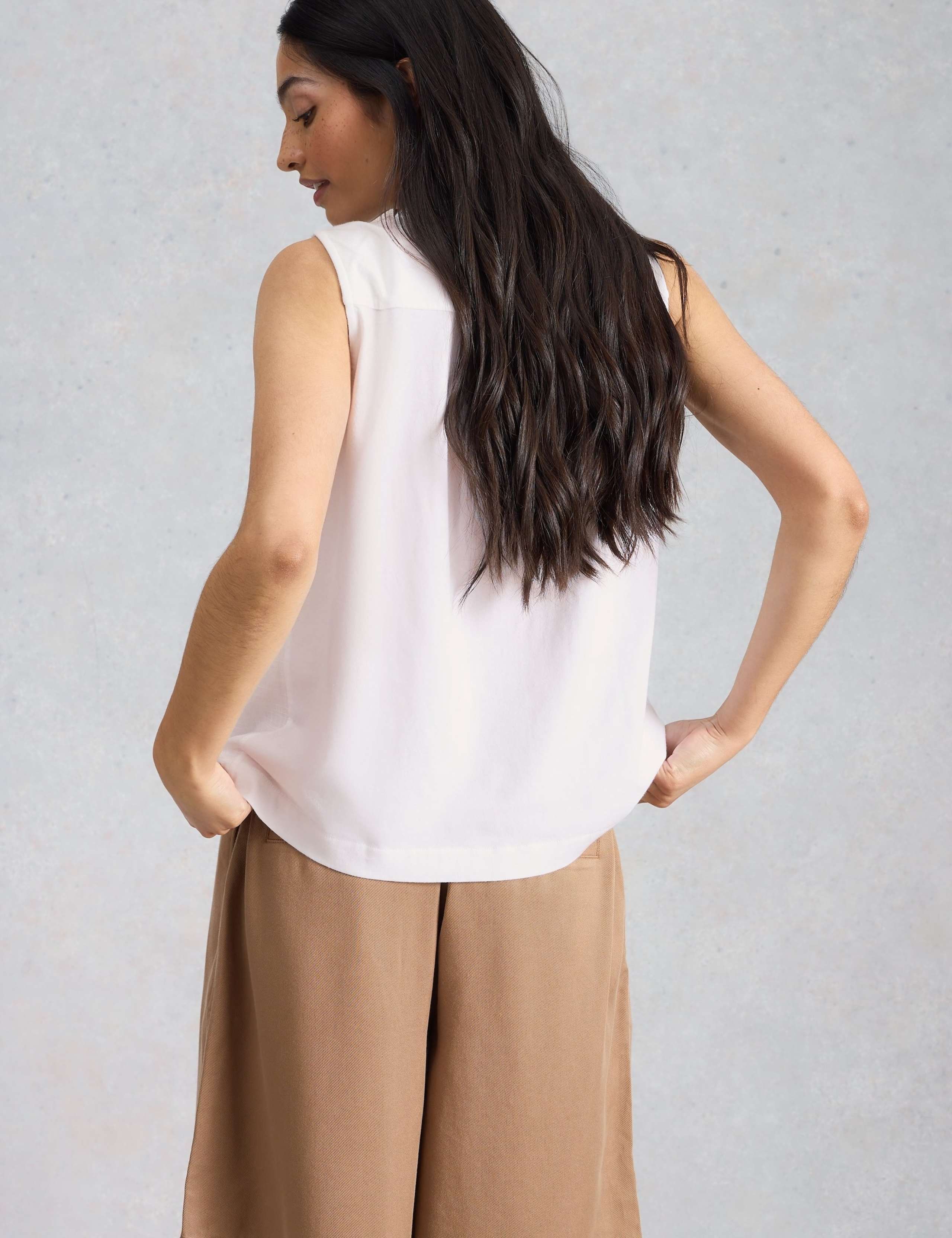 Linen Blend Notch Neck Top 3 of 6