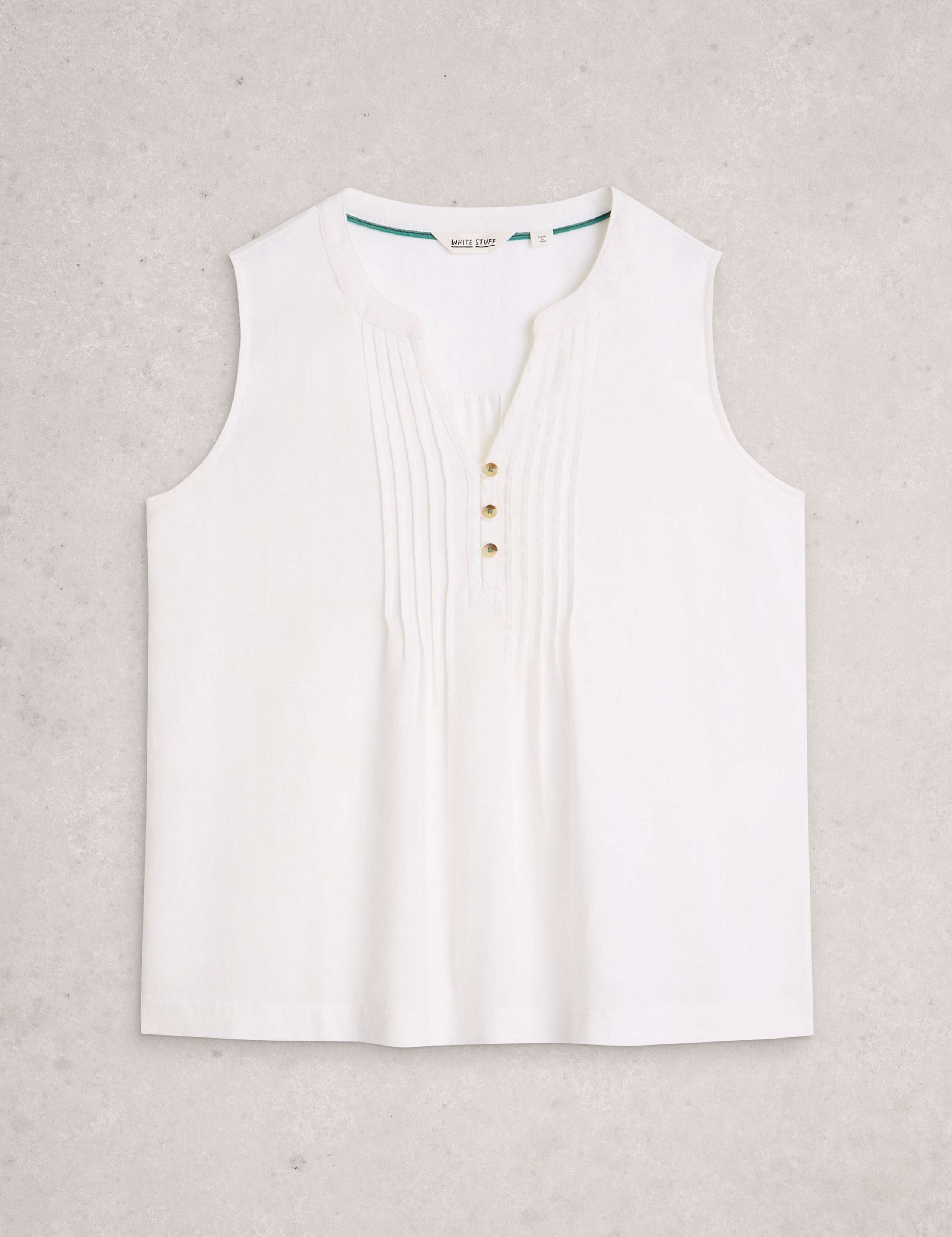 Linen Blend Notch Neck Top 2 of 6