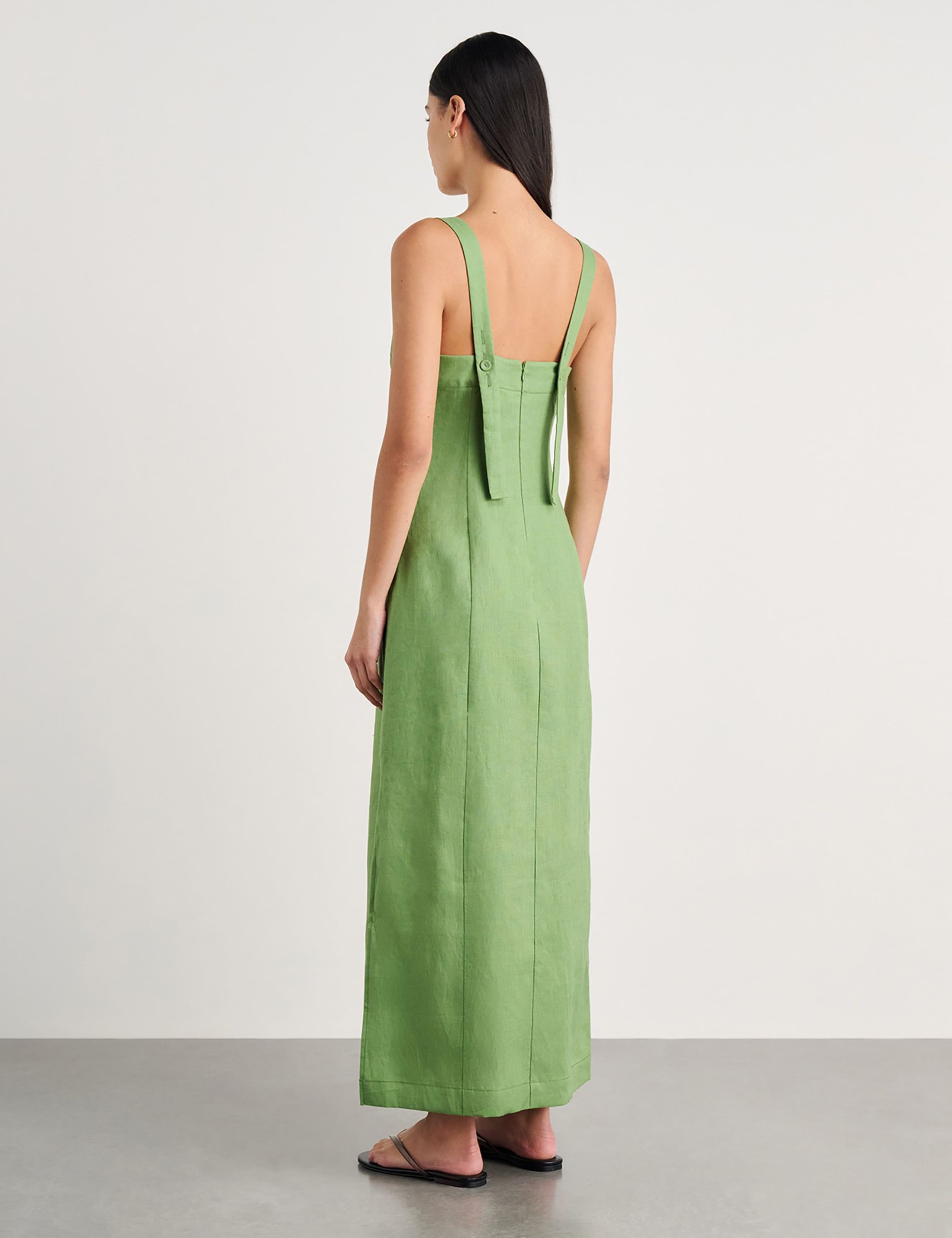 Pure Linen Printed Strappy Maxi Column Dress 6 of 6