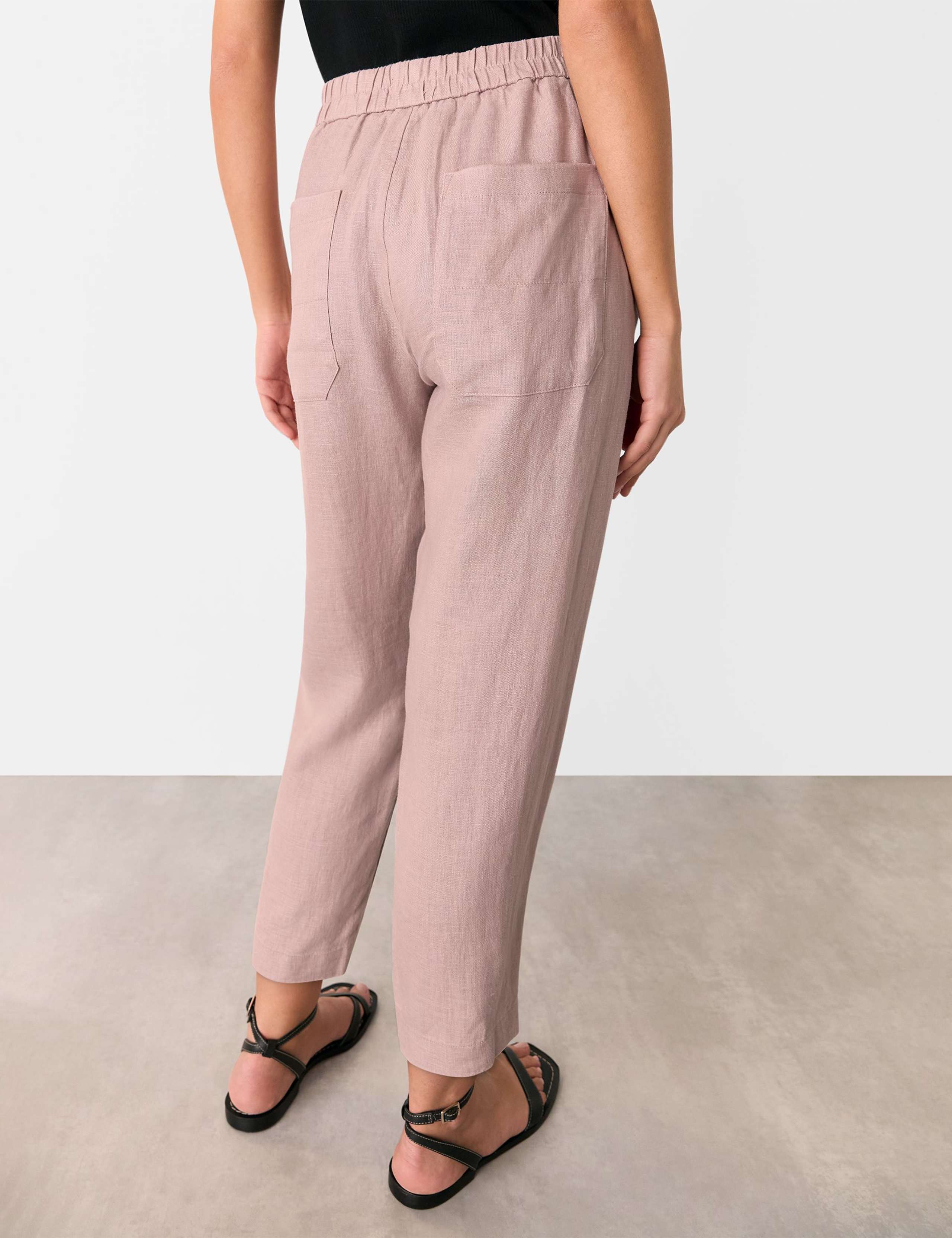 Pure Linen Tapered Ankle Grazer Trousers 2 of 3