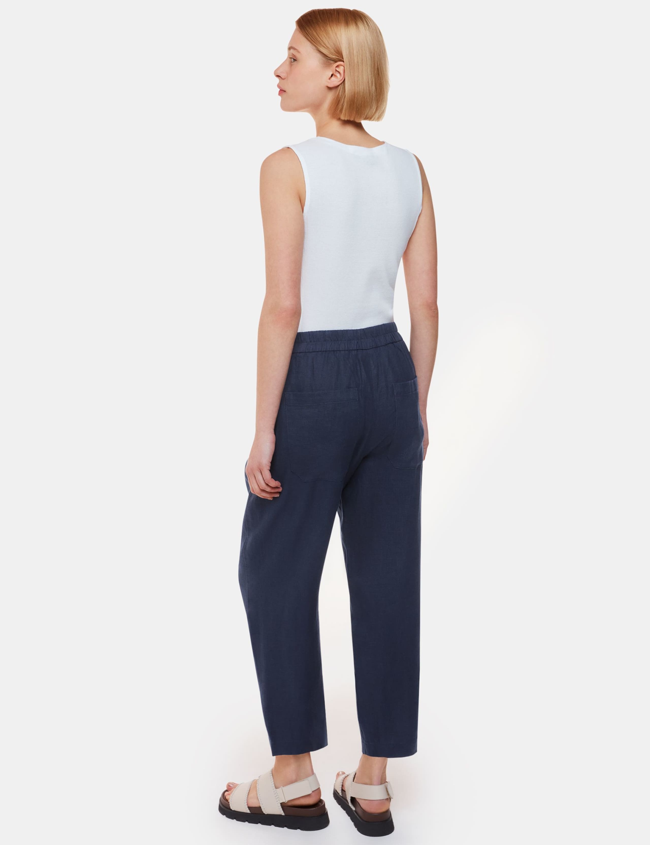 Pure Linen Tapered Ankle Grazer Trousers 4 of 4